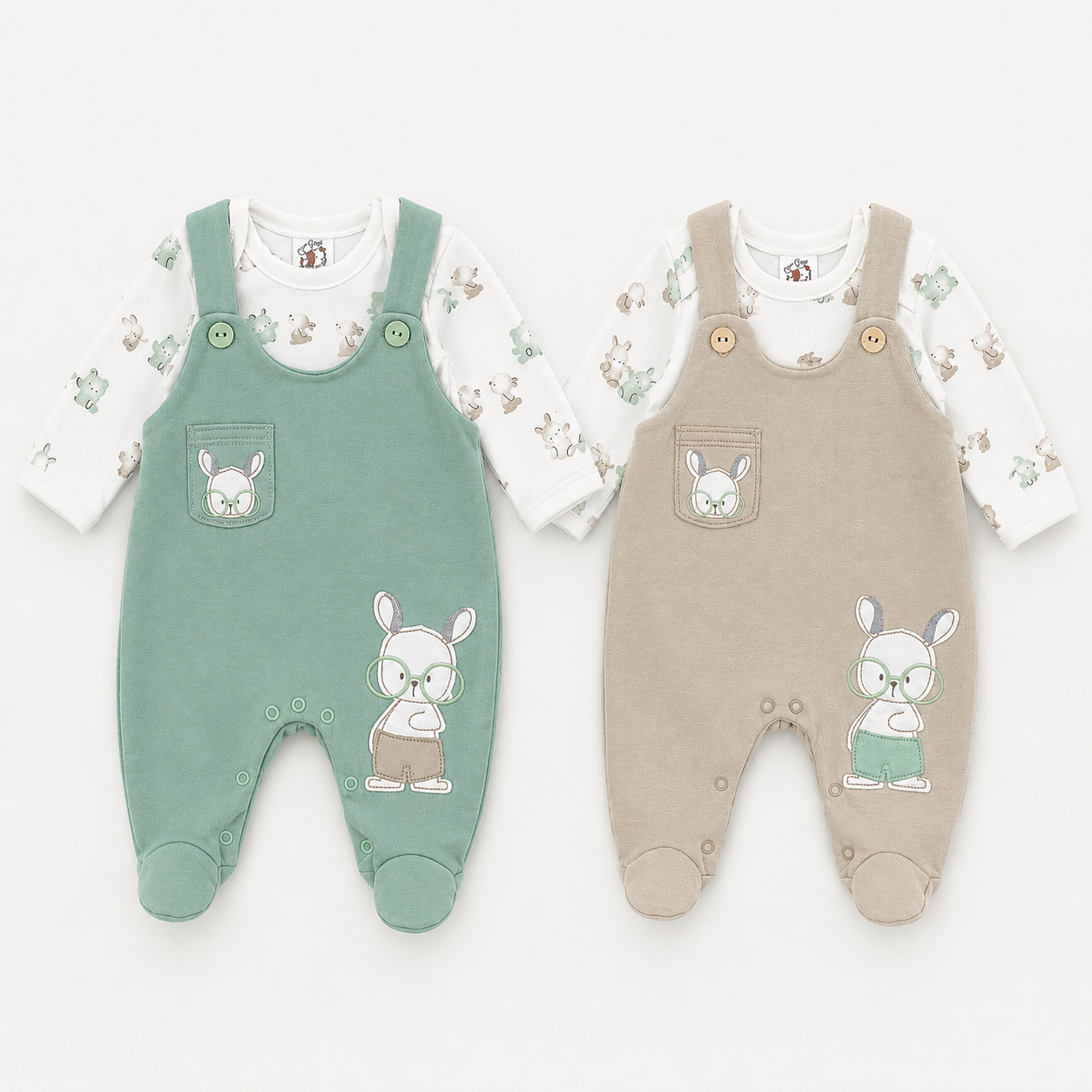 Conjunto Infantil Masculino Jardineira e Body Gira Gigi Coelho
