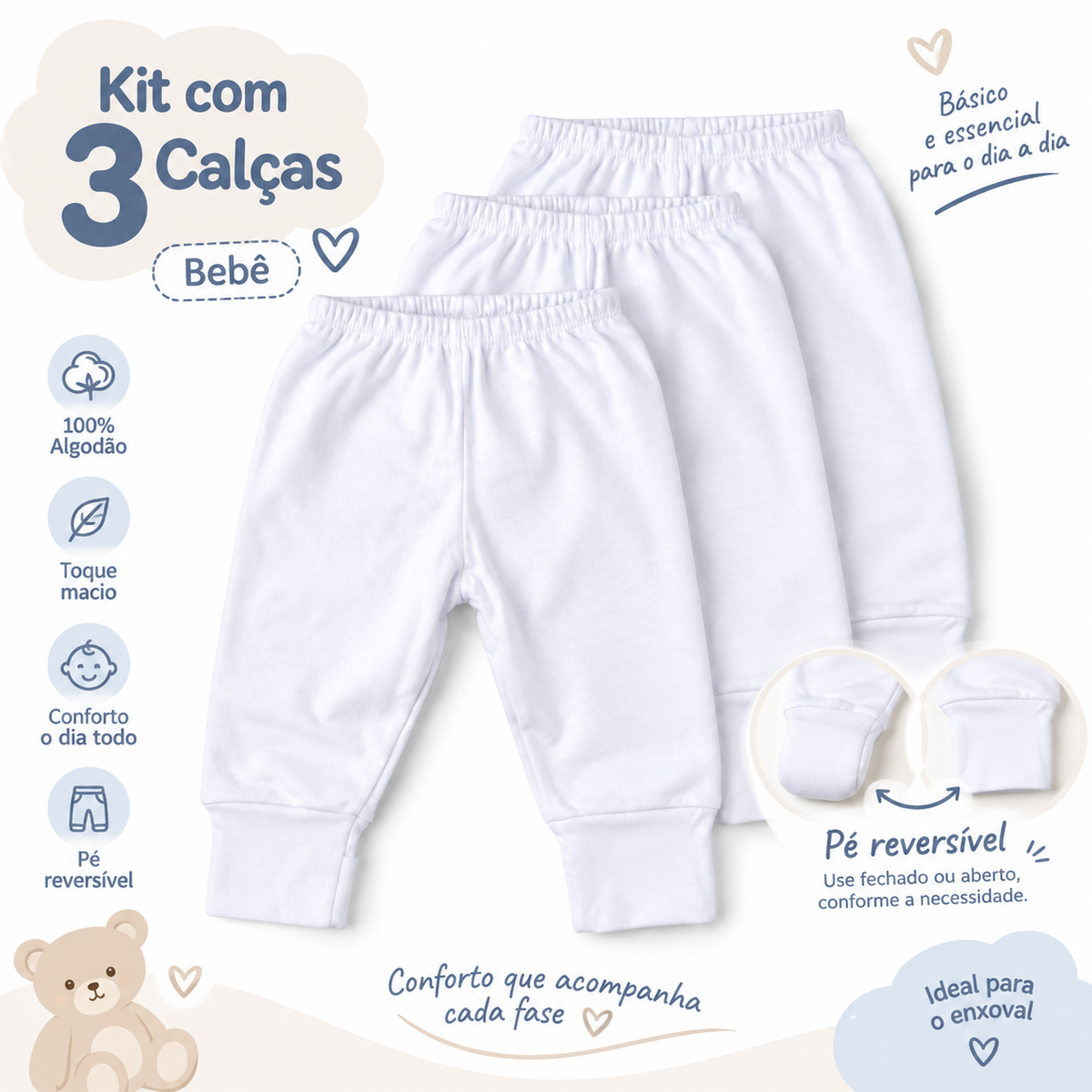 Kit 3 Mijões Suedine com pé reversível Mafessoni