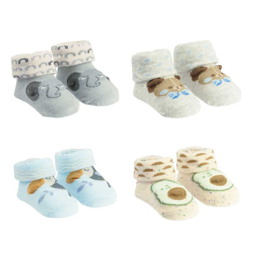 Meia Infantil Masculina Pimpolho Lúdica com Detalhes 3D 00 a 04 Meses RN