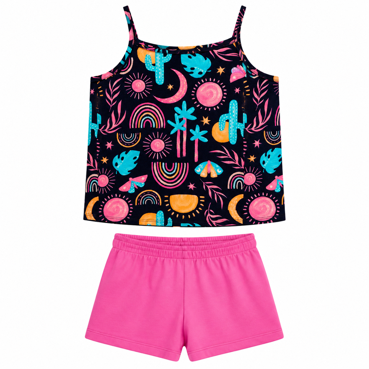 Conjunto Feminino Alakazoo Estampado Sol e Arco-Íris