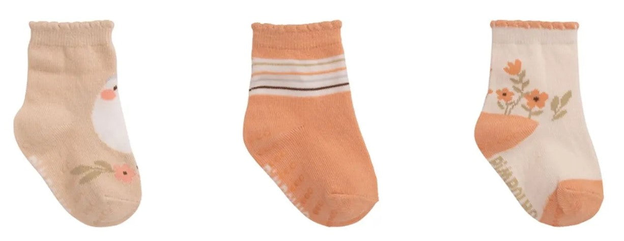 Kit Meia Infantil Feminina Pimpolho 16 ao 20 Antiderrapante Com 3 Pares