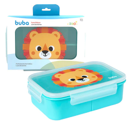 Marmita Lunchbox Buba Zoo Leão 1000 ml com Divisórias e Fechamento Hermético