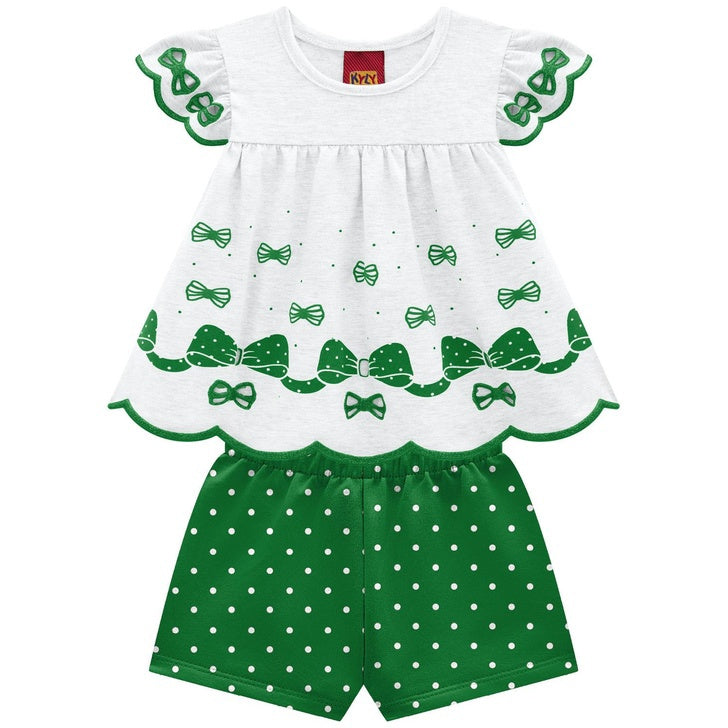 Conjunto Infantil Feminino Kyly Estampa de Laço