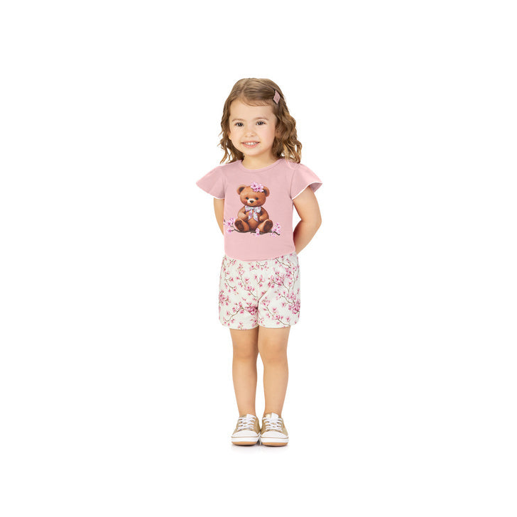 Conjunto Milon Infantil Feminino Ursinha Com Strass