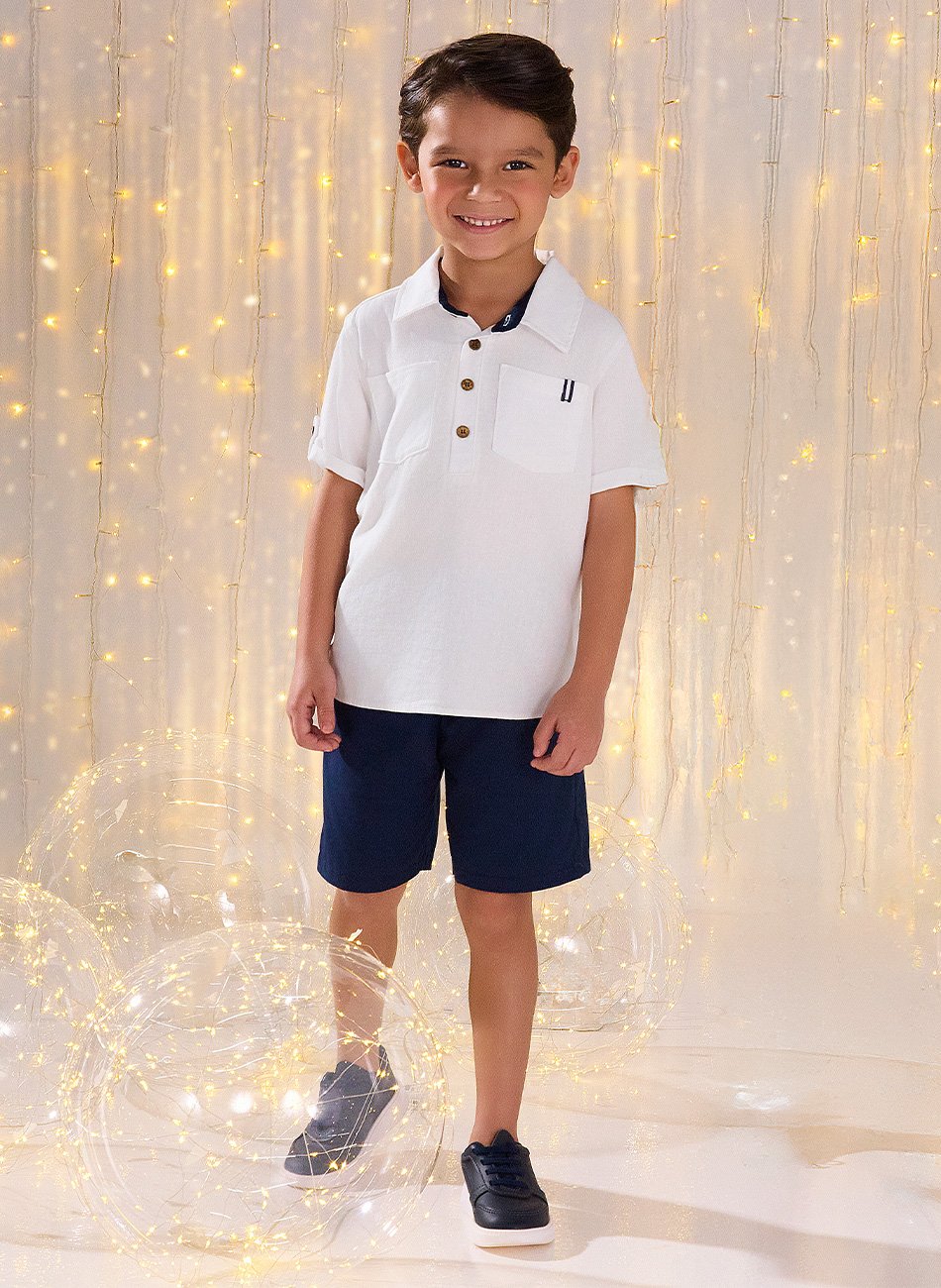Conjunto Infantil Masculino Milon Camisa em Linho e Bermuda em Sarja – Elegância e Conforto para Meninos