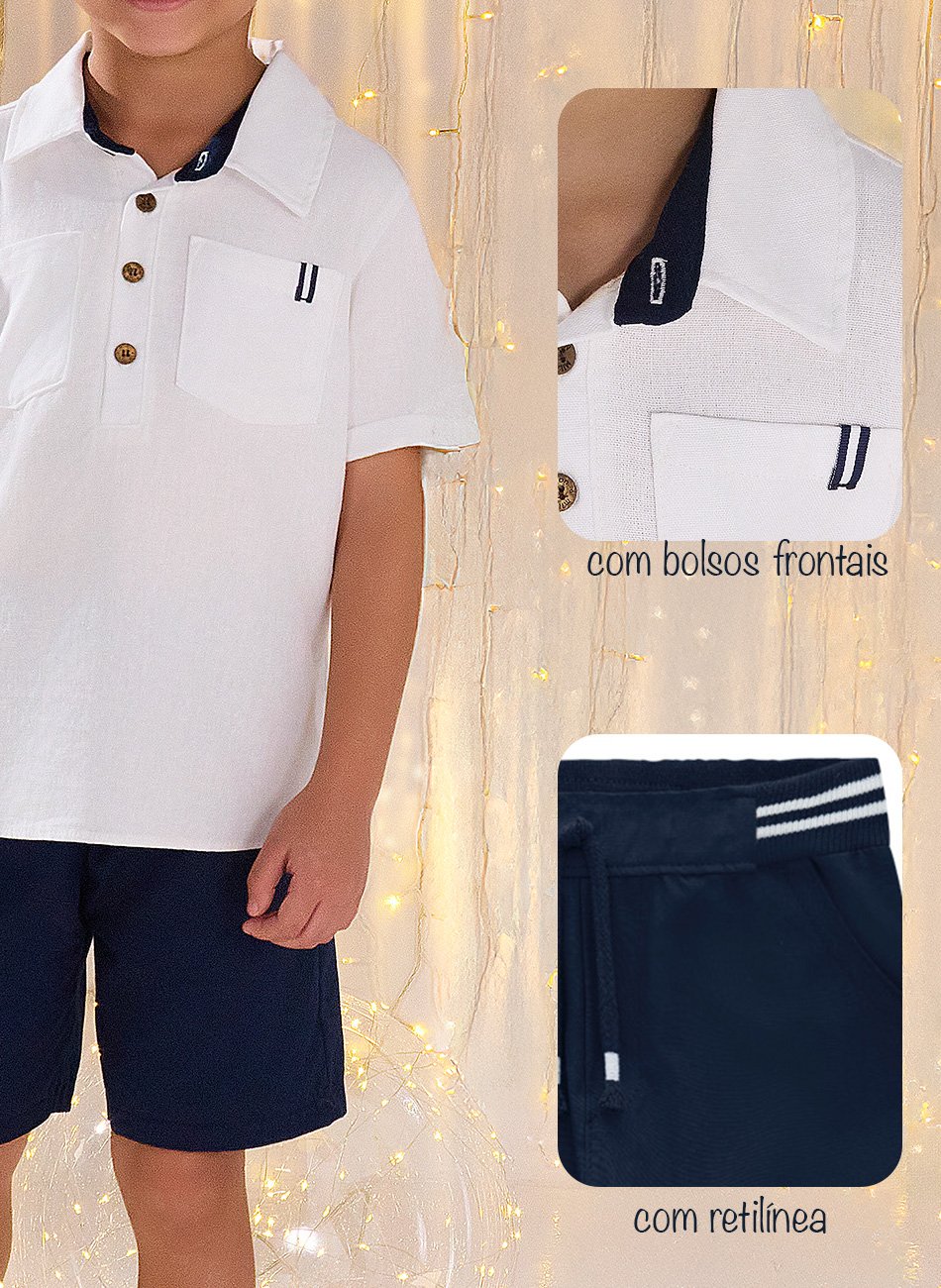 Conjunto Infantil Masculino Milon Camisa em Linho e Bermuda em Sarja – Elegância e Conforto para Meninos