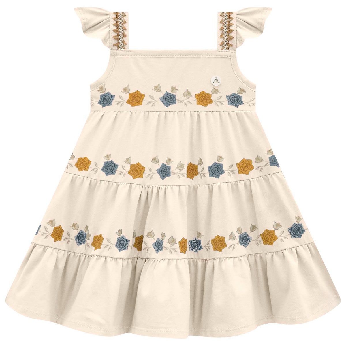 Vestido Infantil Milon em Camadas Estampa de Rosas