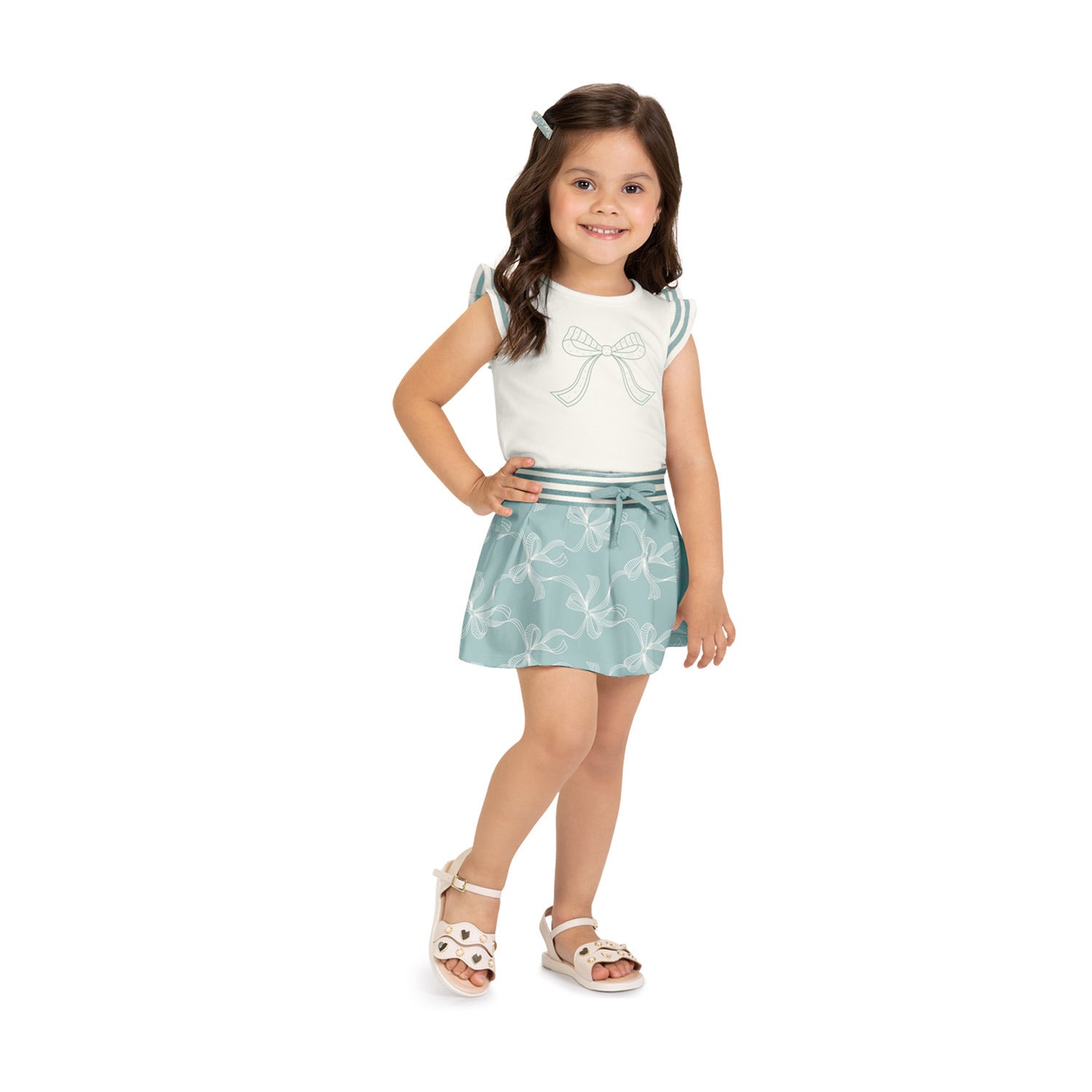 Conjunto Feminino Infantil Milon Laços e Short-Saia