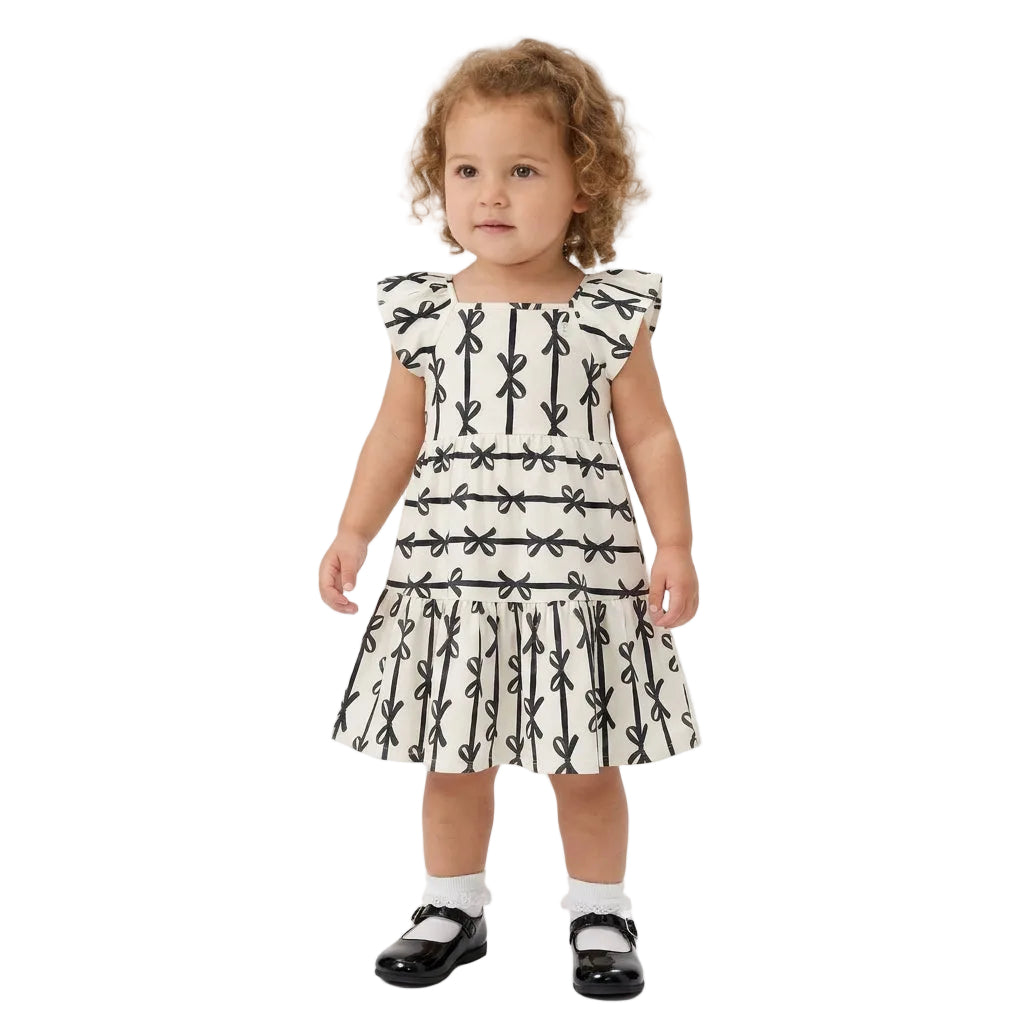 Vestido Infantil Feminino Bebê Milon Lacinhos Cotton Estampado com Babados