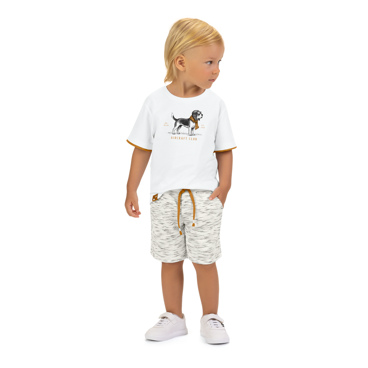Conjunto Masculino Milon Bebê Aircraft Club Camiseta e Short