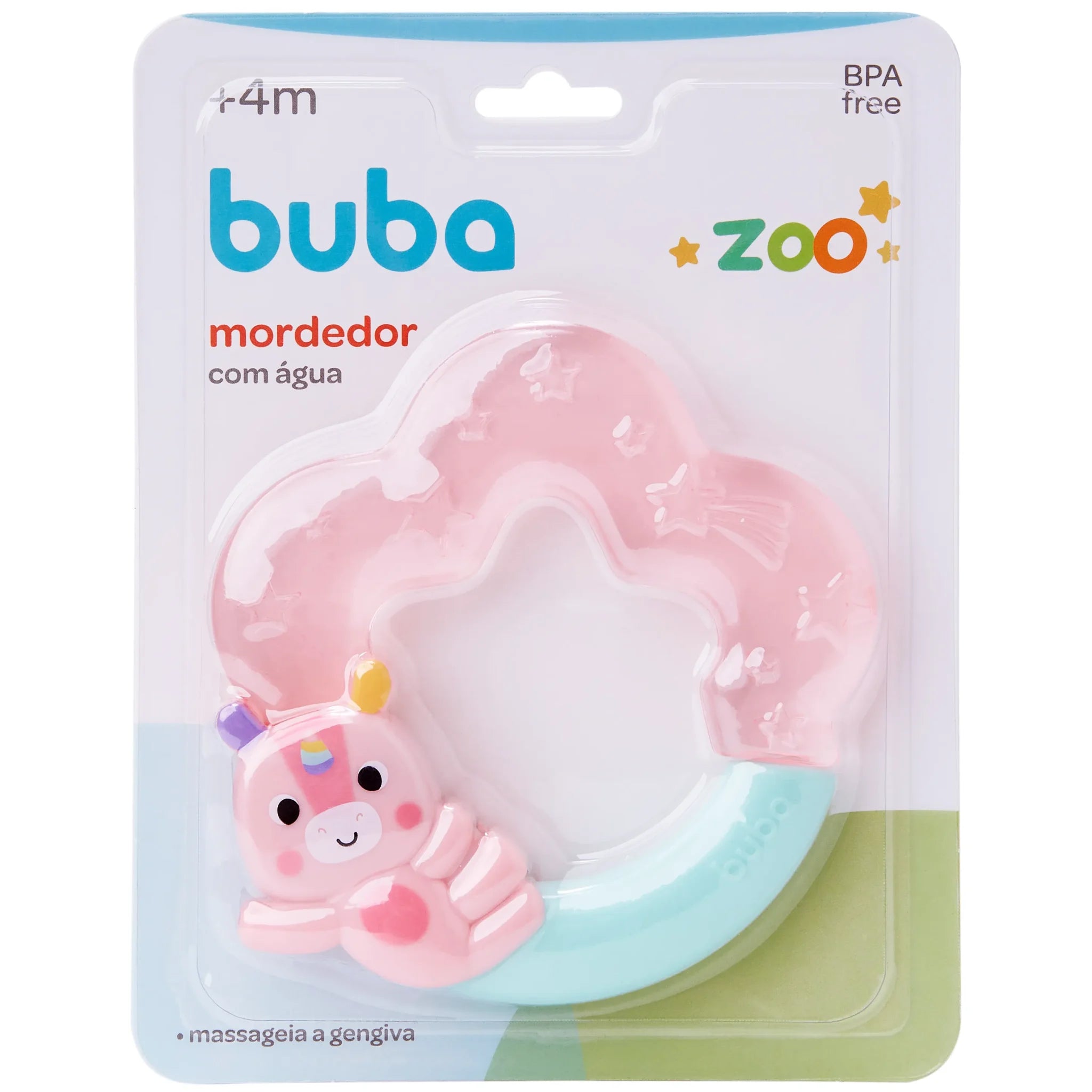Mordedor com Água Buba Linha Zoo Personagens Alívio Gengiva 4 Meses+