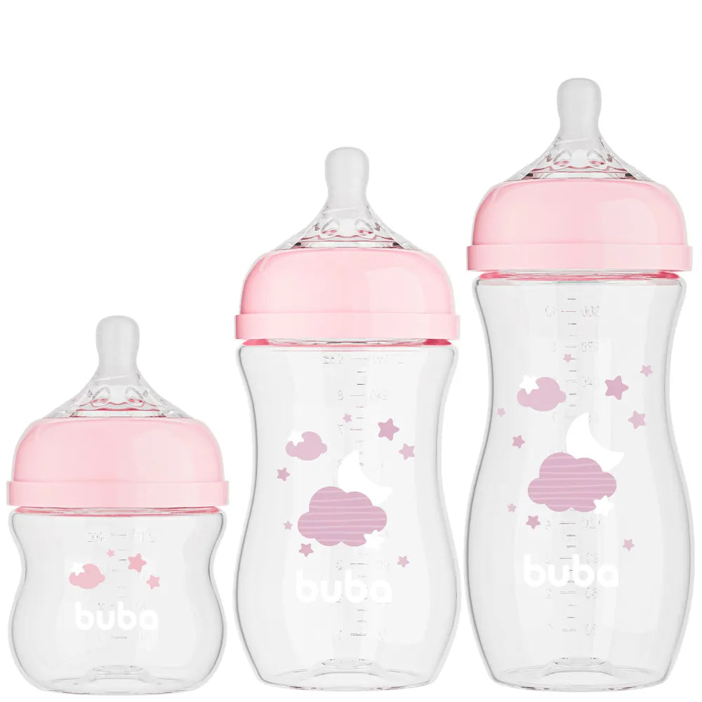 Kit Mamadeiras Buba Easy Flow Nuvem Anticólica com 3 Unidades