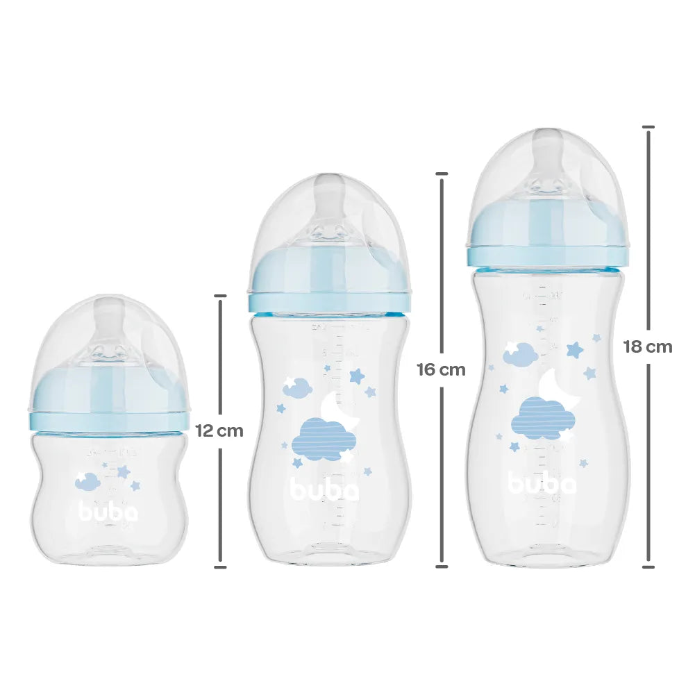 Kit Mamadeiras Buba Easy Flow Nuvem Anticólica com 3 Unidades