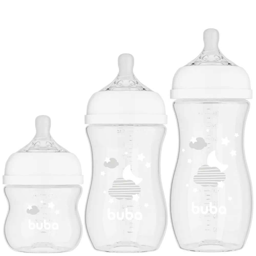Kit Mamadeiras Buba Easy Flow Nuvem Anticólica com 3 Unidades