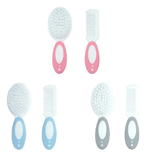 Kit Escova e Pente Pimpolho Cerdas Macia