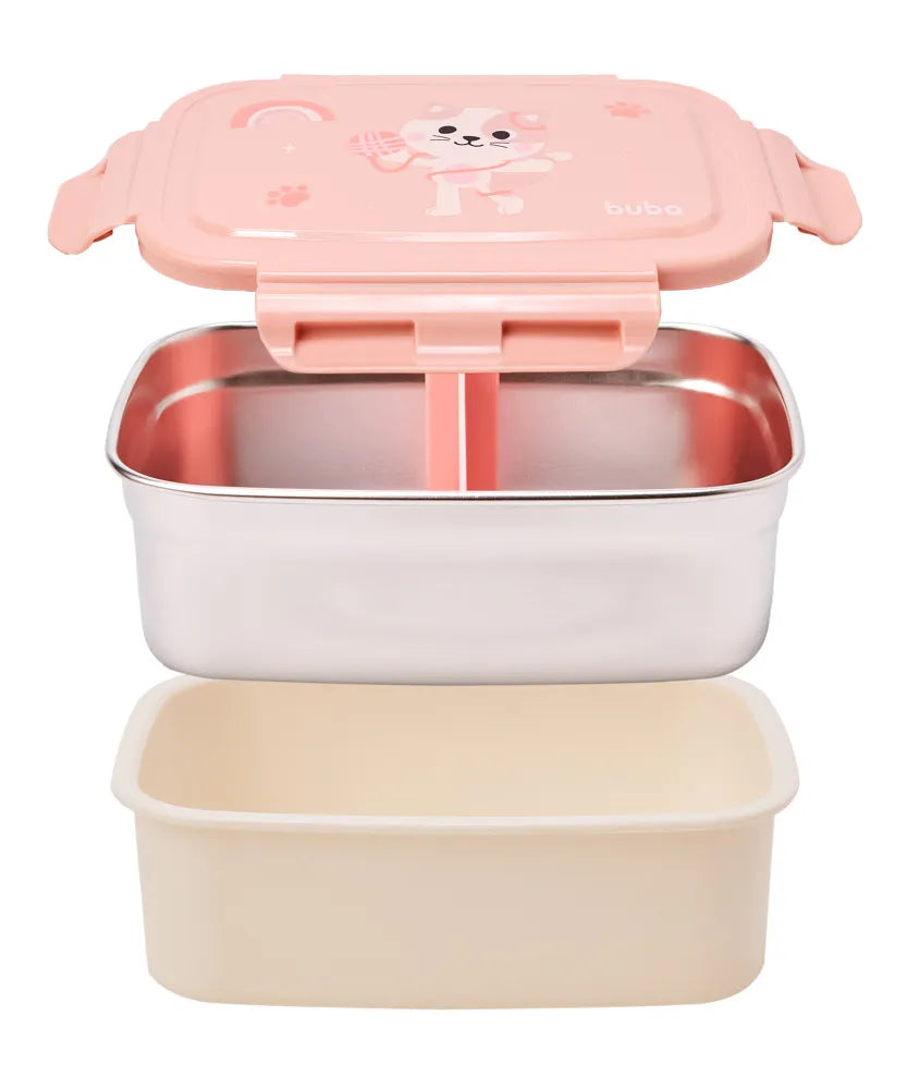 Pote Bentô Box Buba Zoo 600 ml em Aço Inox com Divisória