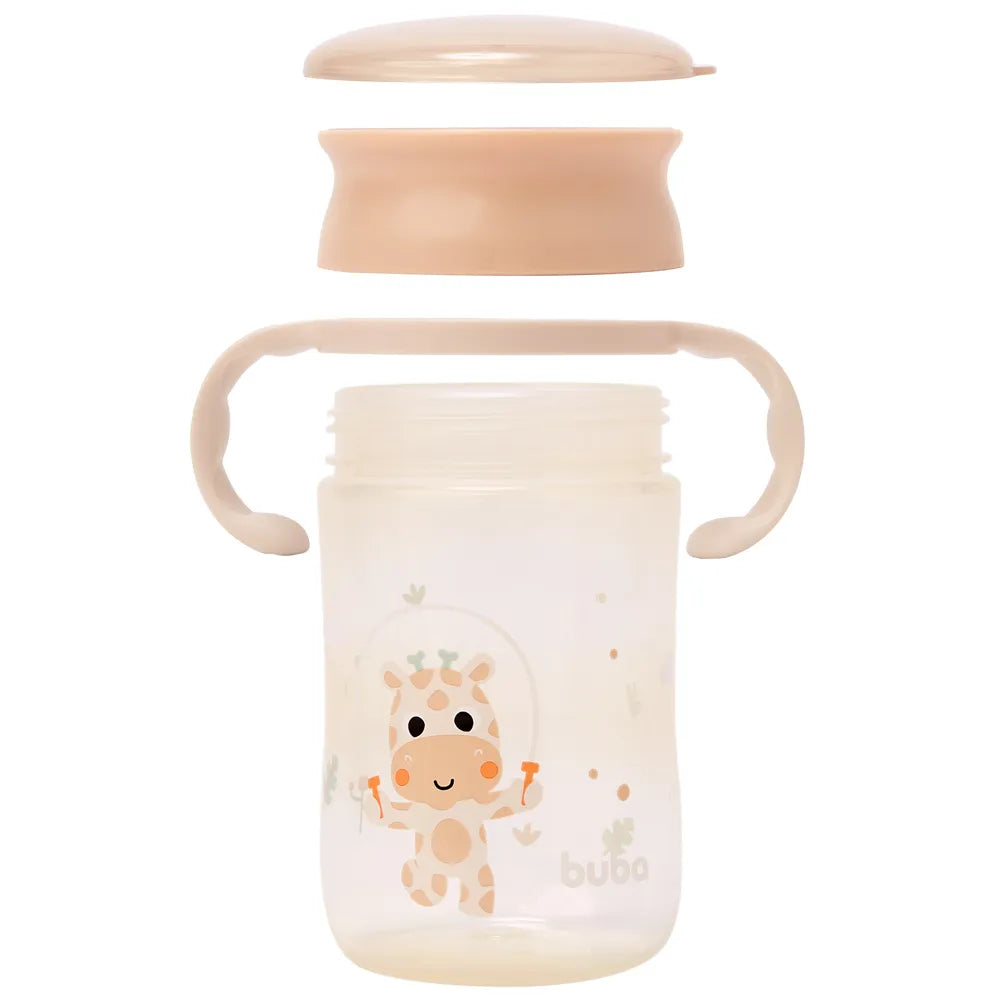 Copo de Treinamento 360 Buba Zoo 300 ml Antivazamento com Alça +12 Meses