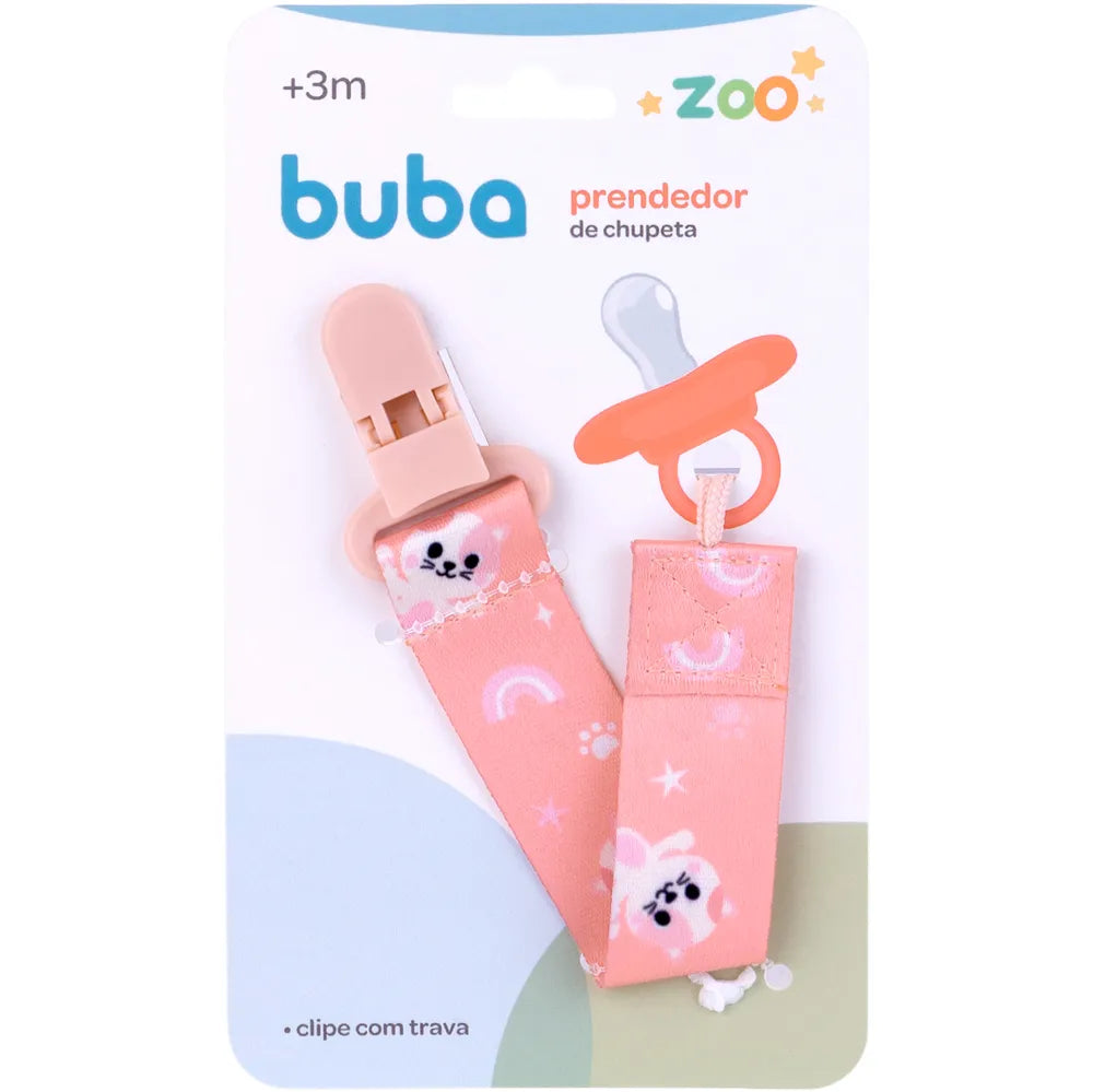 Prendedor de Chupeta Infantil Buba Zoo +3M Livre de BPA