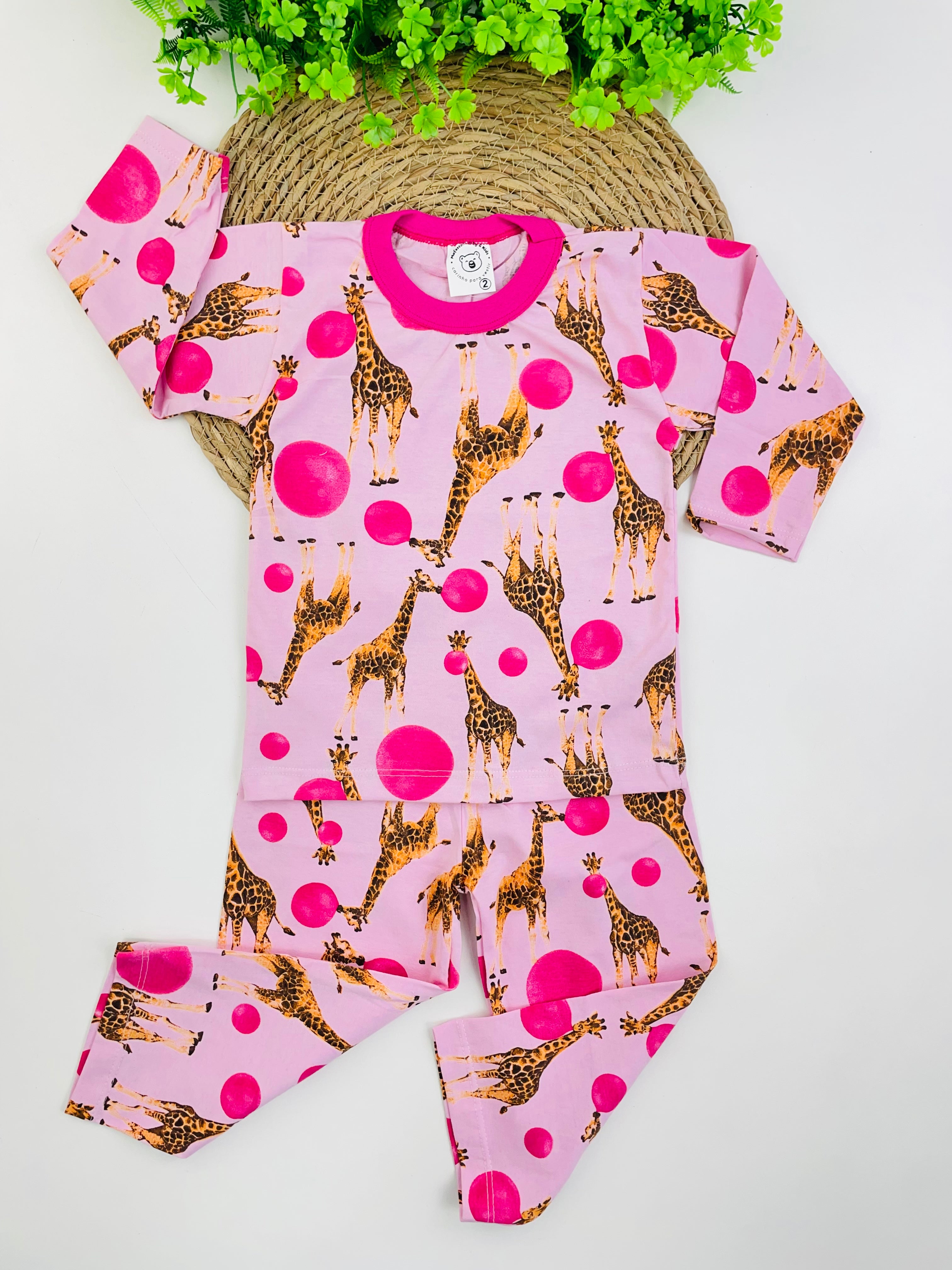 Pijama Manga Longa Mafessoni Girafa