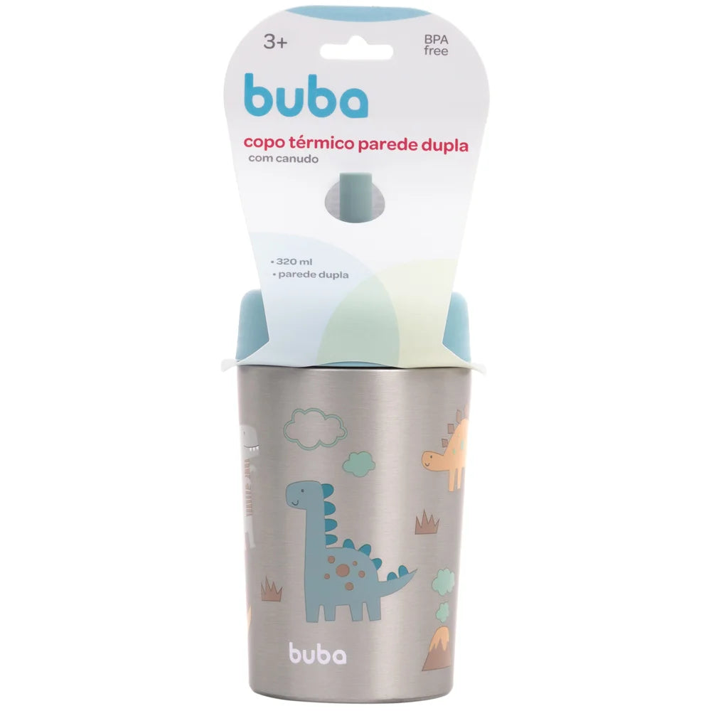 Copo Térmico Buba Parede Dupla Magic com Canudo Antivazamento 320ml +3A