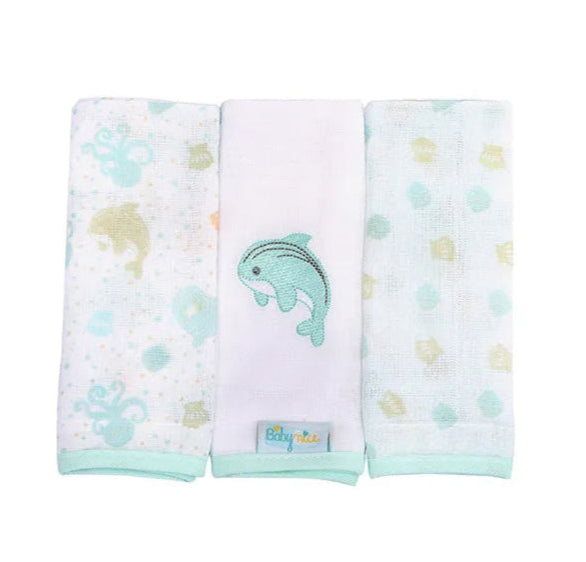 Pano De Boca Baby Nice Bordado E Estampado 3 Peças