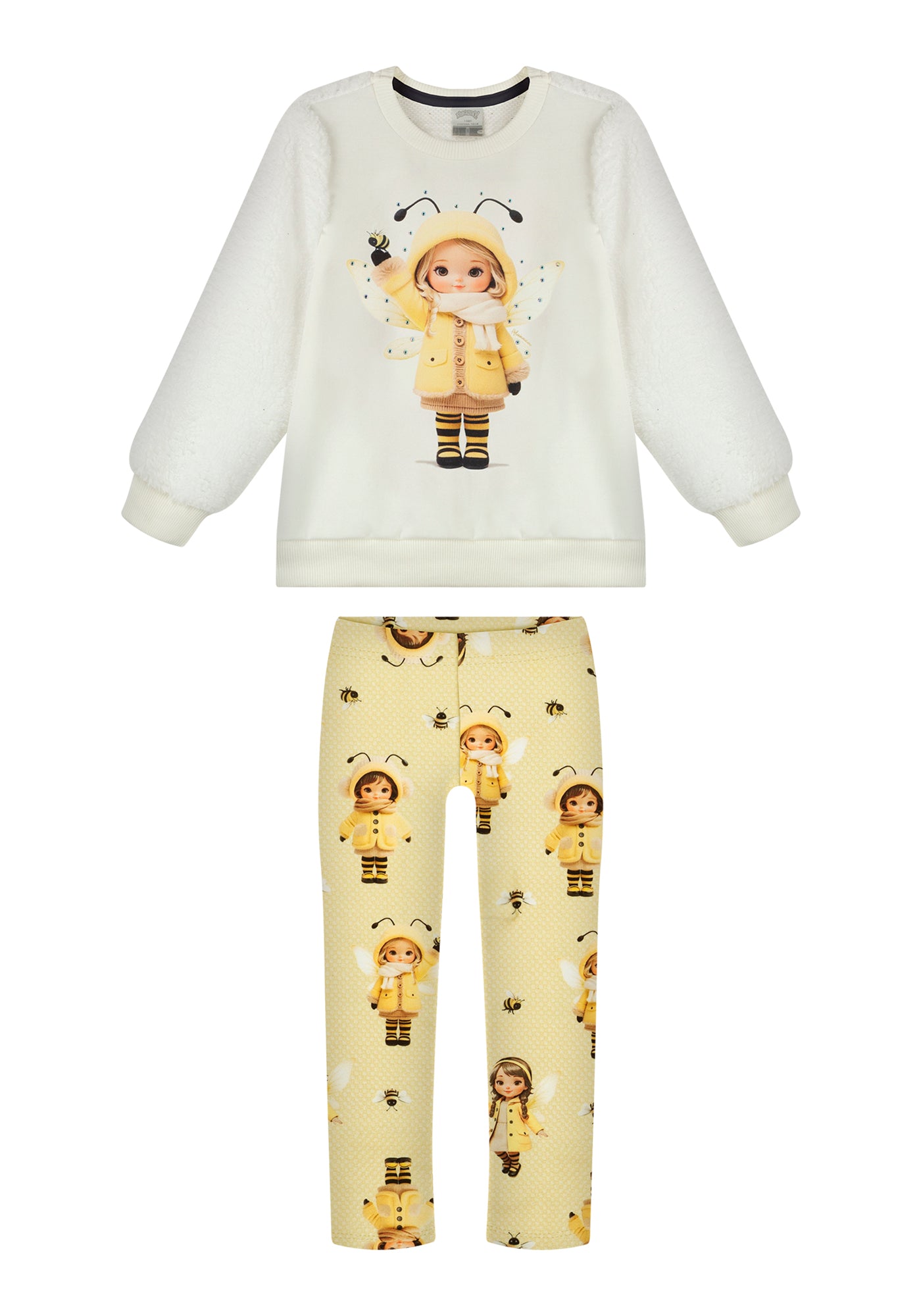 Conjunto Infantil Feminino Alakazoo Manga Longa em Malha Pelo e Viena