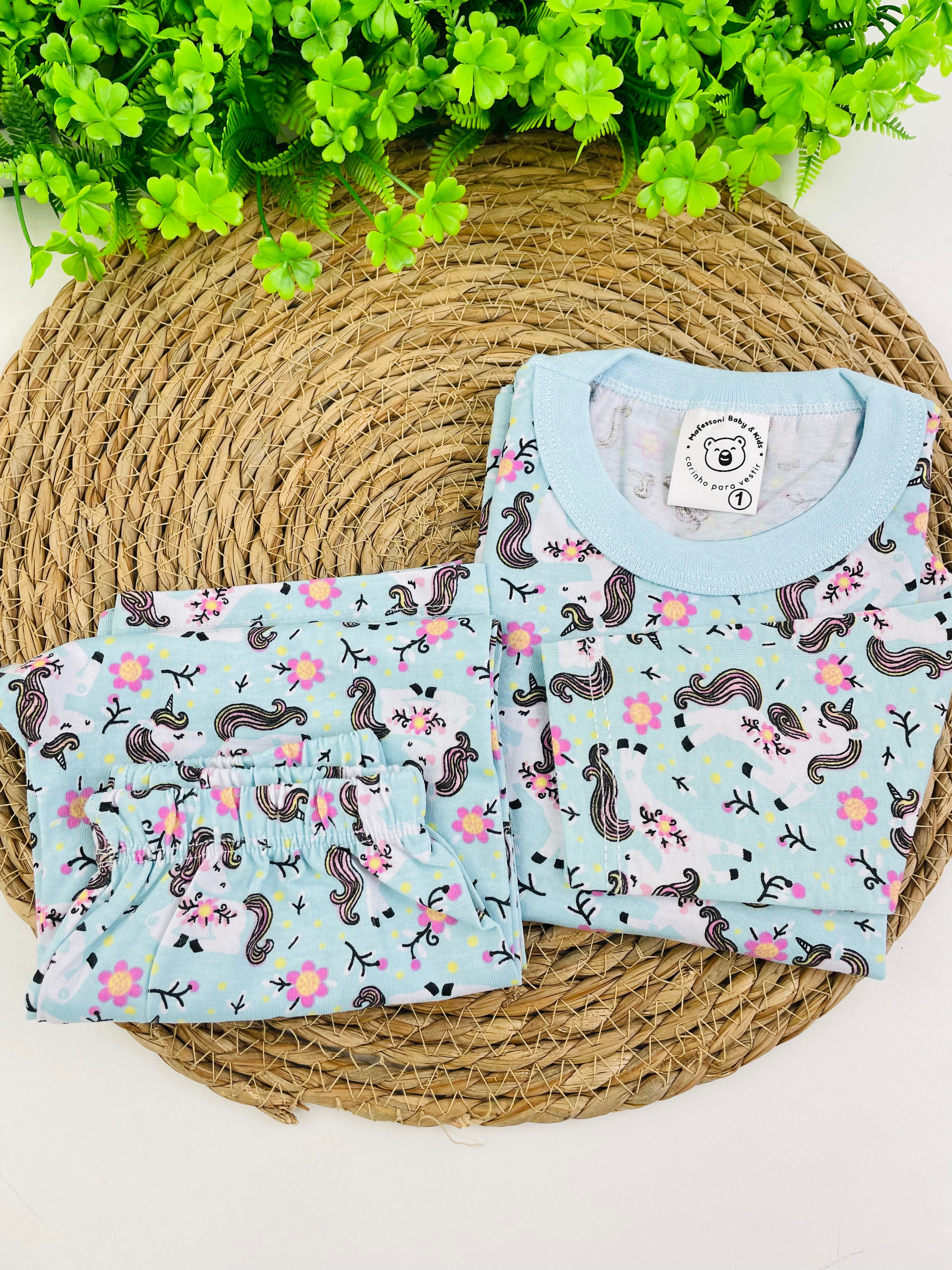 Pijama Manga Longa Mafessoni Unicórnio