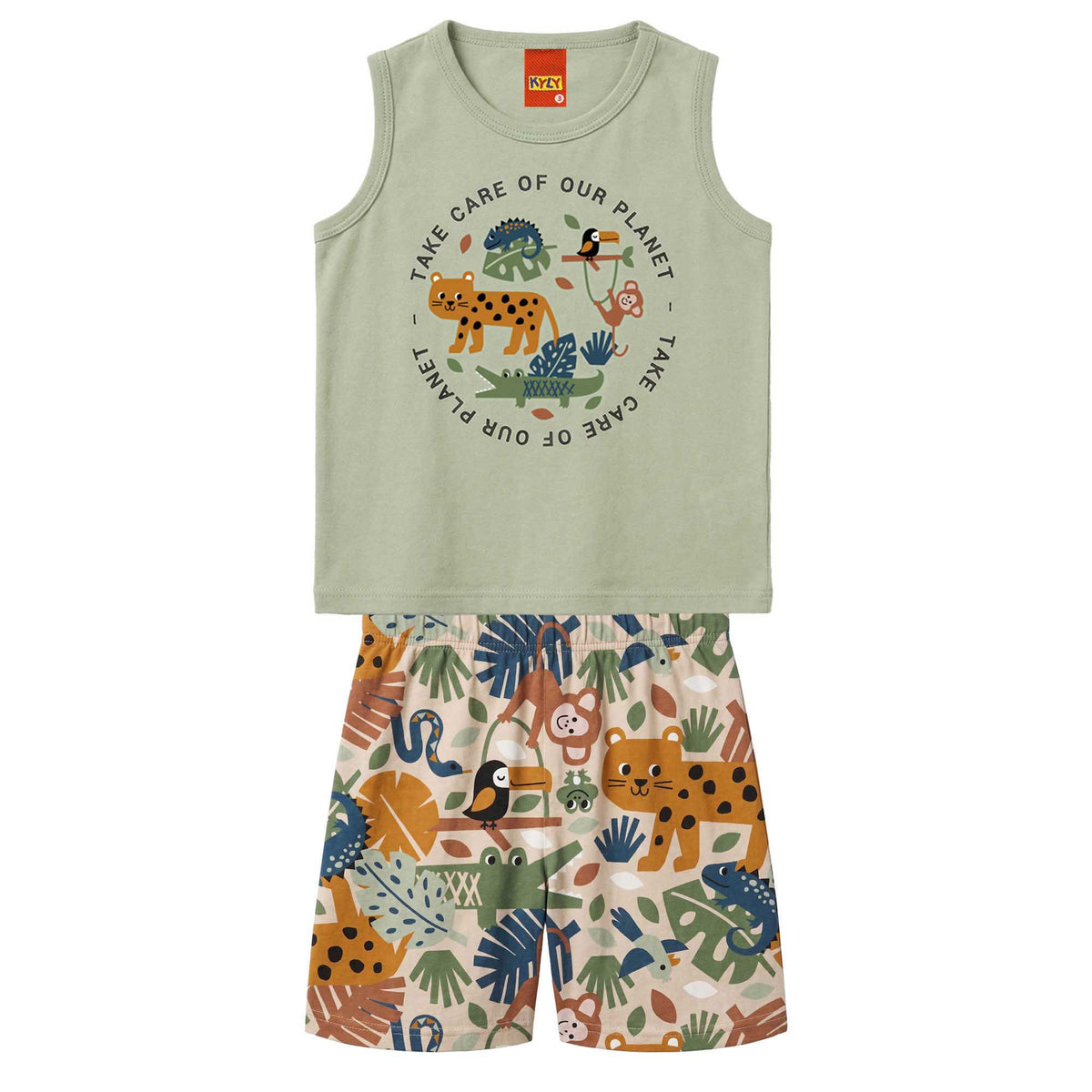 Conjunto Bebê Masculino Regata e Short Kyly Animais Planet