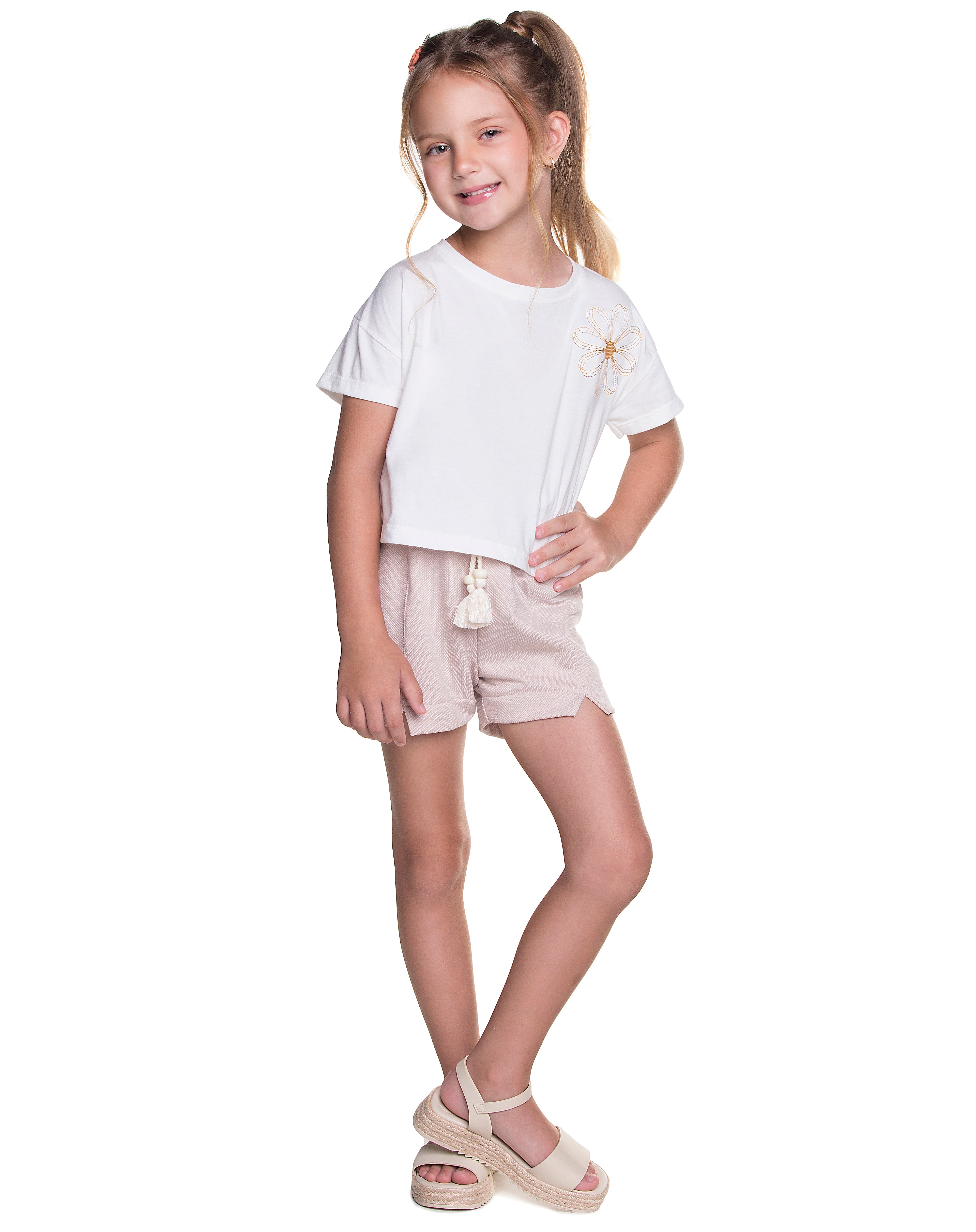 Conjunto Have Fun Infantil Chic Flor Bordada