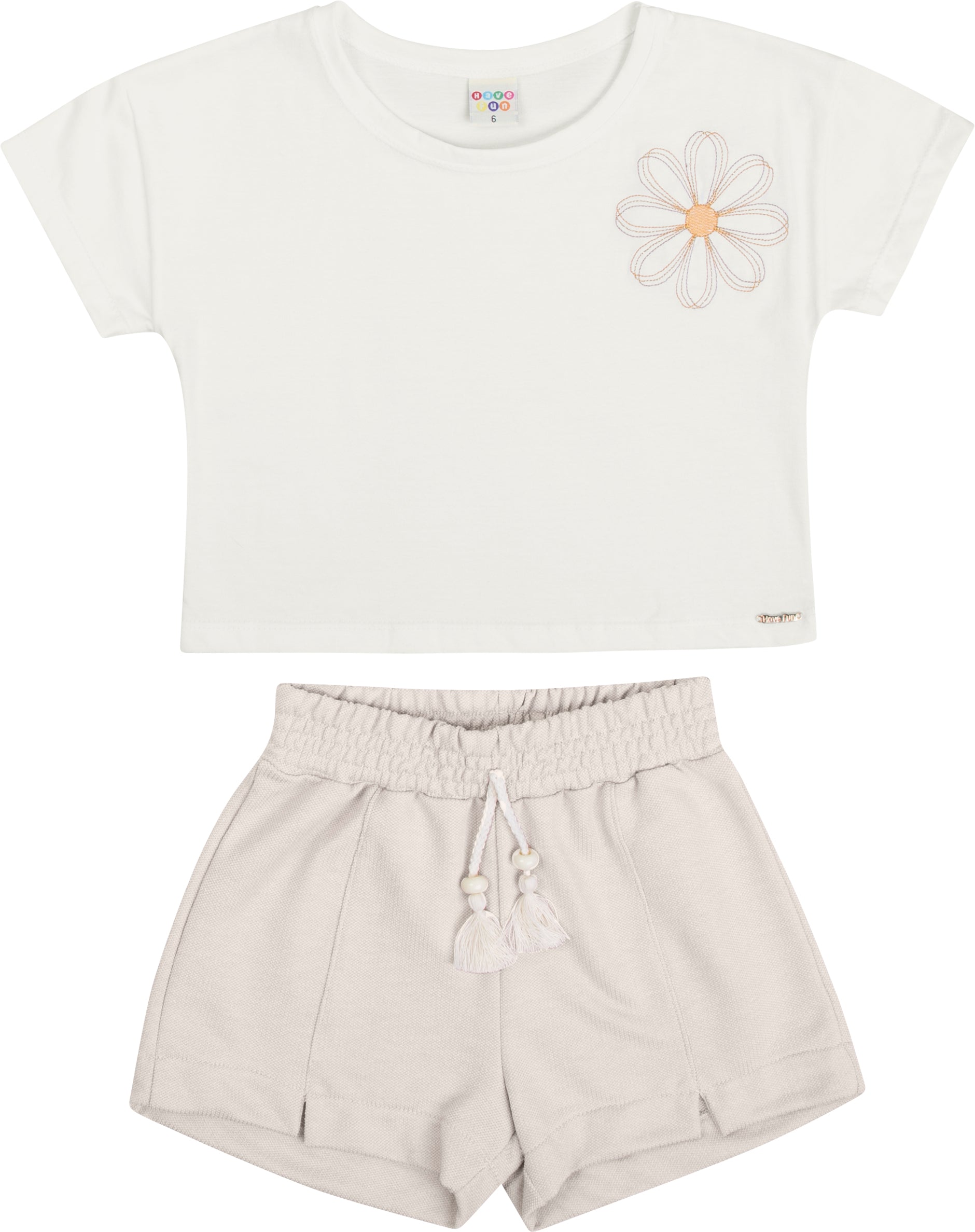 Conjunto Have Fun Infantil Chic Flor Bordada