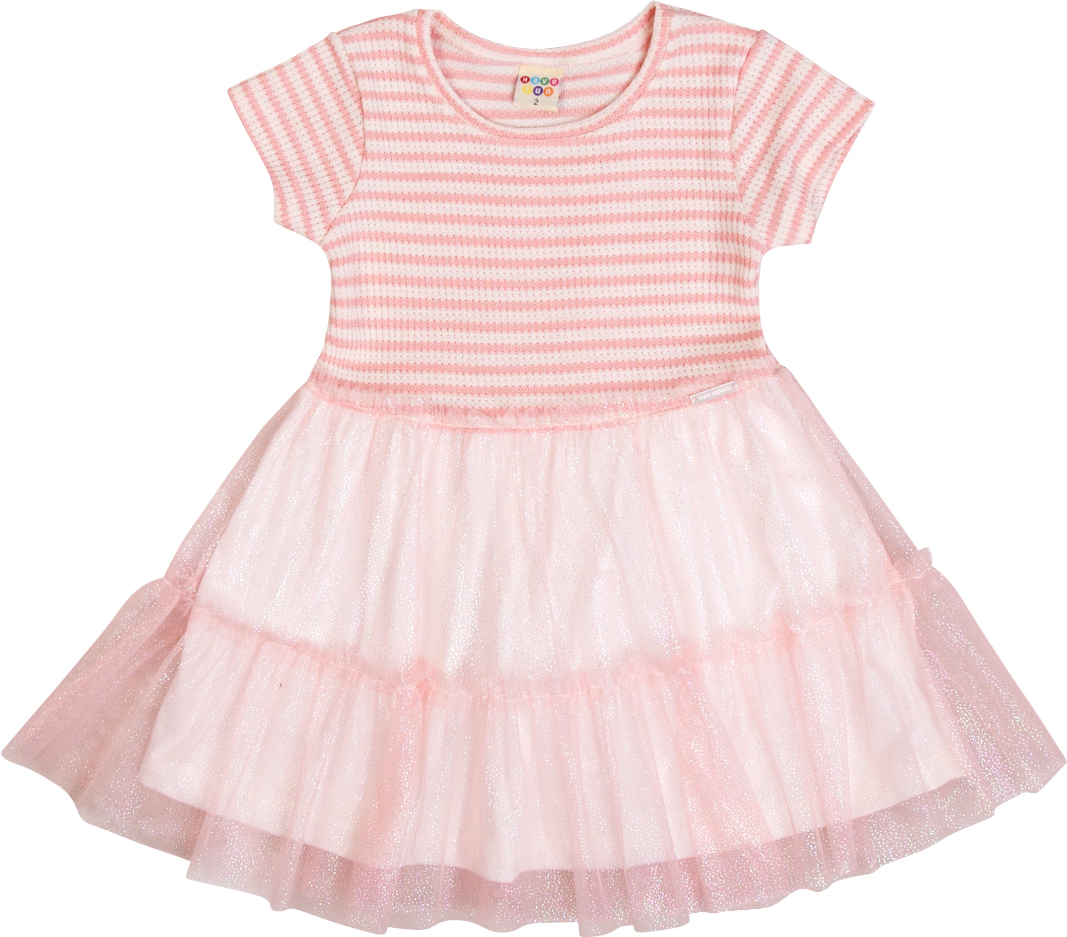 Vestido Have Fun Infantil Jeans Shine Crochet Saia Tule Glitter