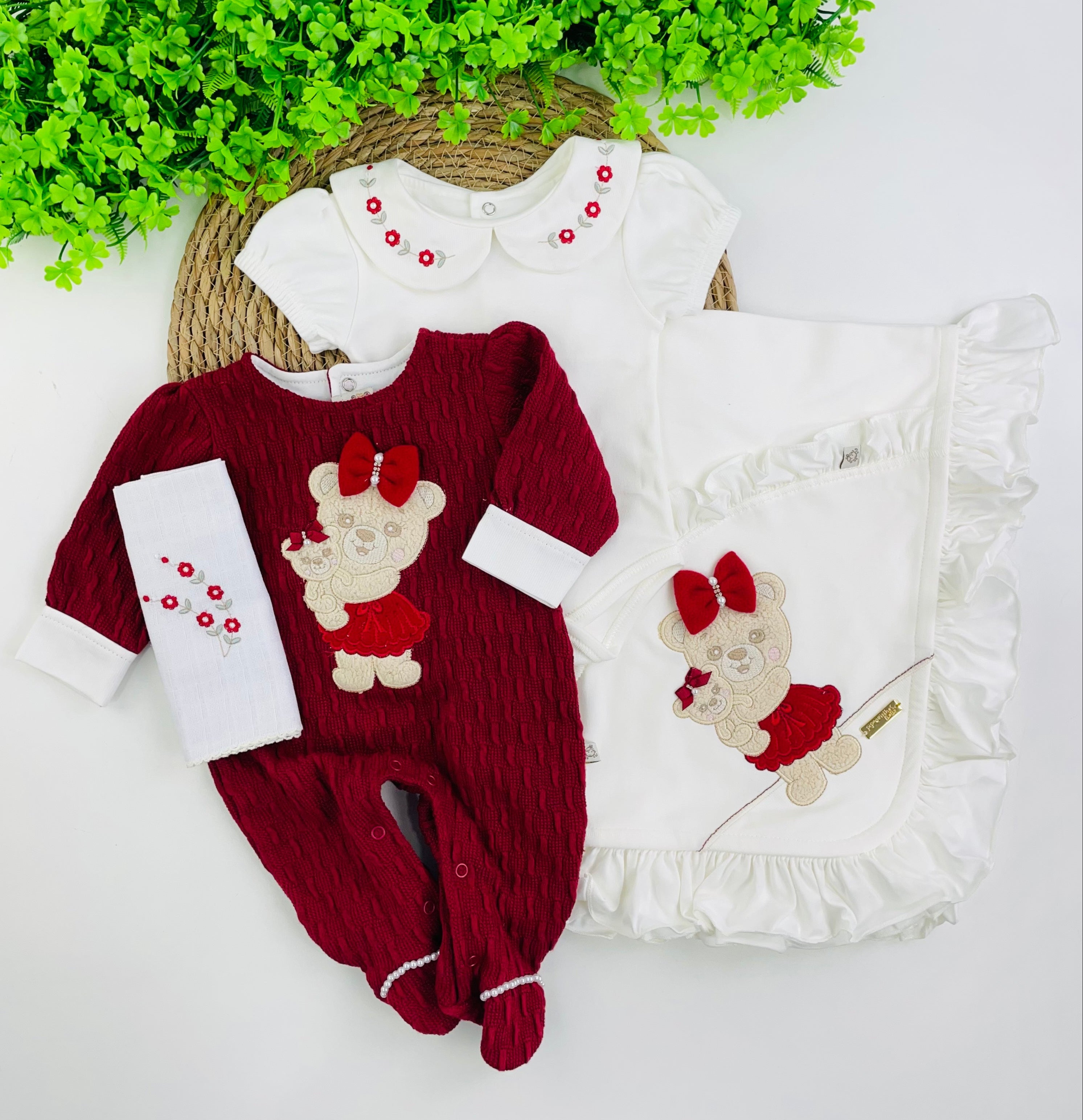 Saida De Maternidade Pipoquinhas Baby Ursa 4 Peças