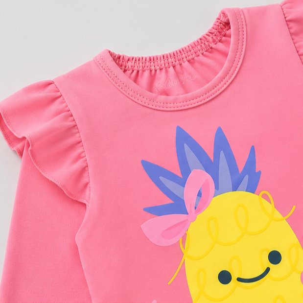 Maiô Manga Longa Infantil Baby Kamylus Tchibum Abacaxi Proteção UV 50+ Dri-Fit