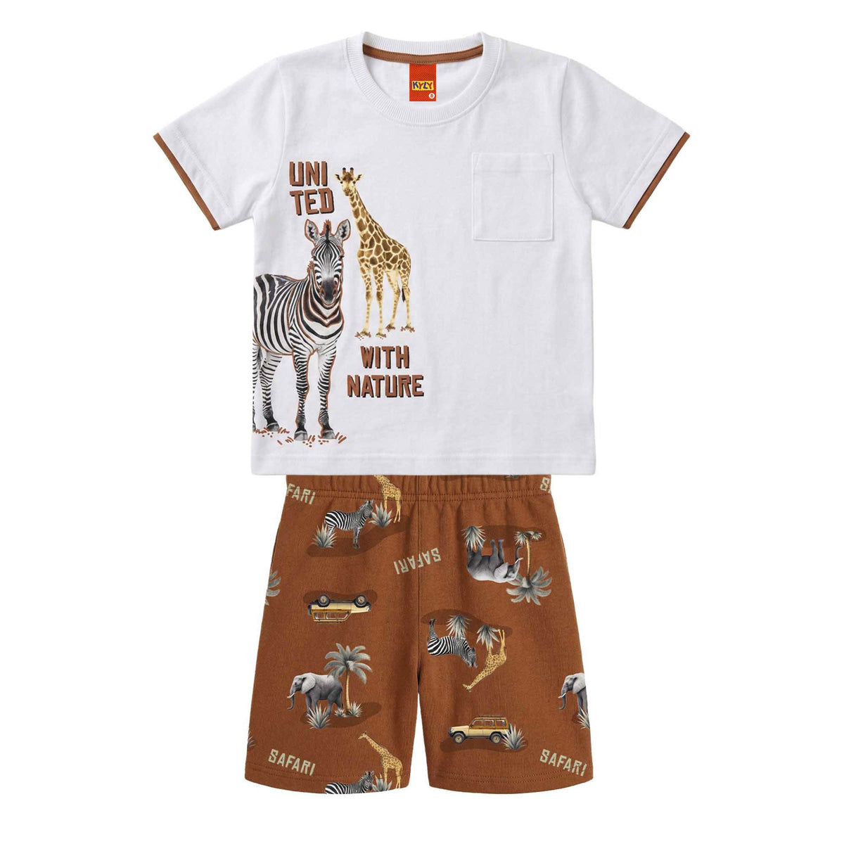 Conjunto Infantil Masculino Kyly Bebê Safari United T-Shirt e Short