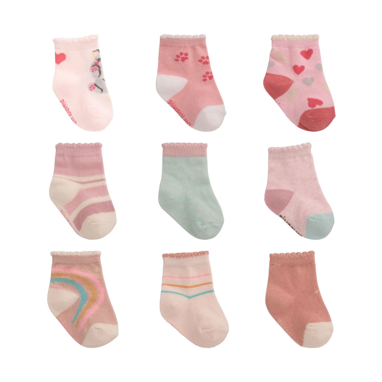 Kit Meia Infantil Feminina Pimpolho Recém Nascida Colorida Cano Alto Com 3 Pares