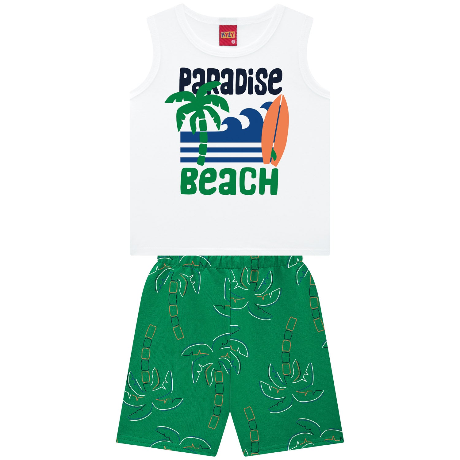 Conjunto Infantil Masculino Kyly Paradise Beach Regata e Bermuda