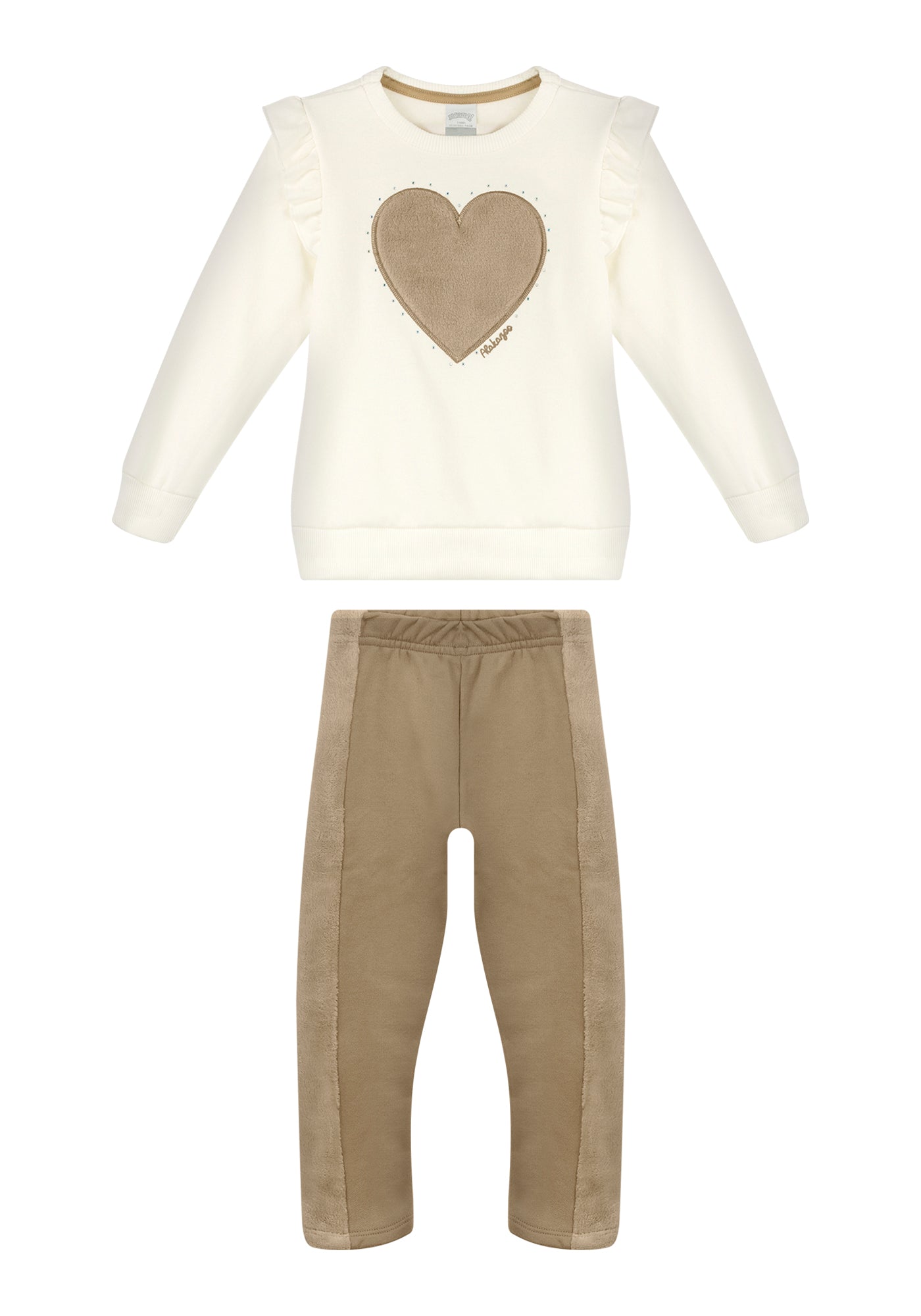 Conjunto Infantil Feminino Alakazoo - Coração em Relevo e Detalhes Peluciados