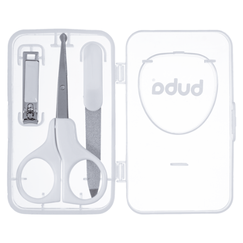 Kit Manicure Baby Buba 3 Peças com Estojo – Tesoura, Lixa e Cortador +0M
