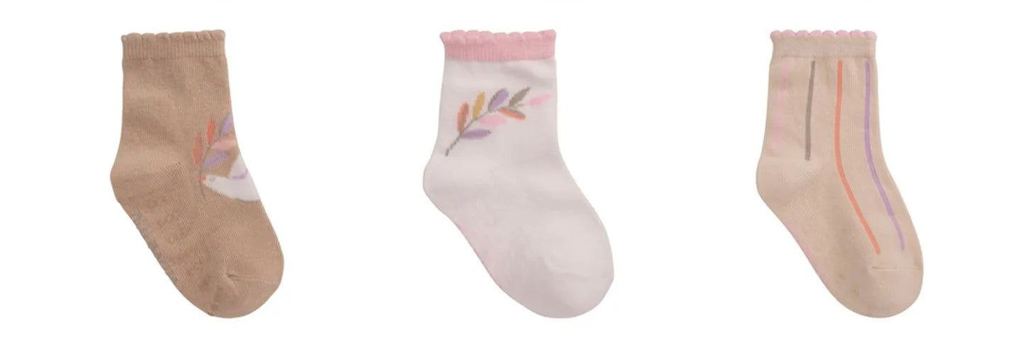 Kit Meia Infantil Feminina Pimpolho 21 ao 25 Antiderrapante Com 3 Pares