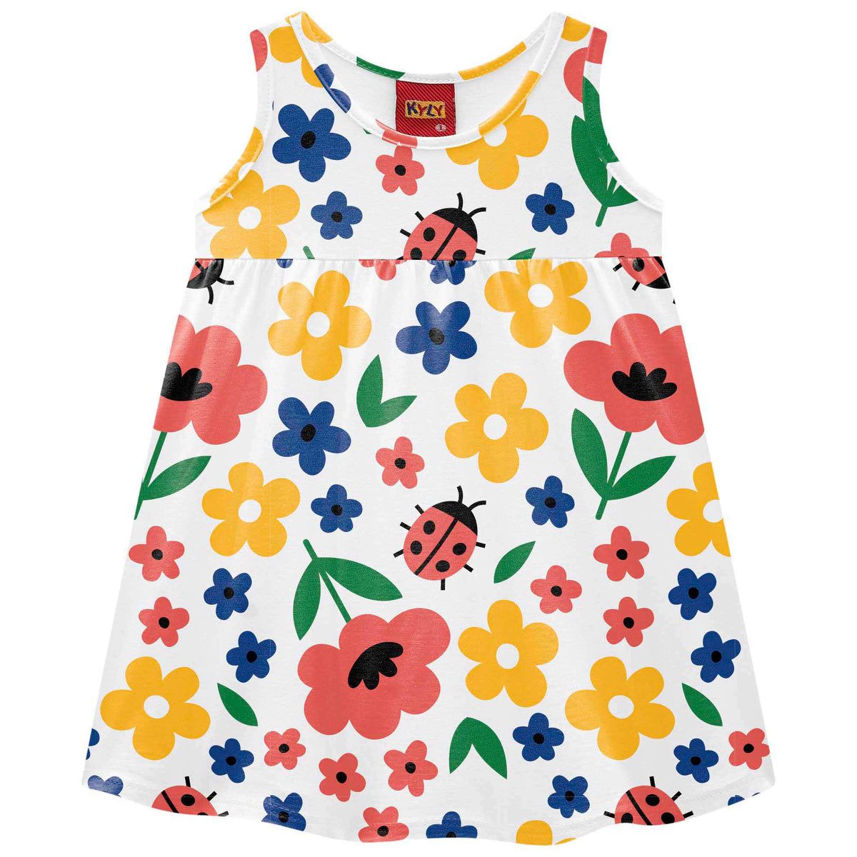 Vestido Feminino Kyly Bebê Regata Joaninha e Flores