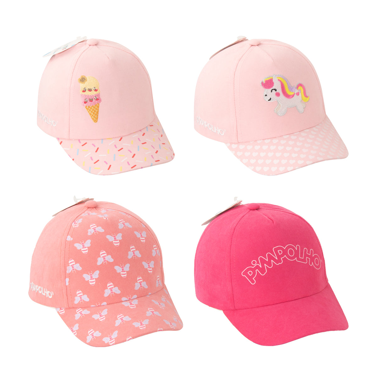 Boné Infantil Feminino Pimpolho Estampado com Velcro 01 a 02 Anos