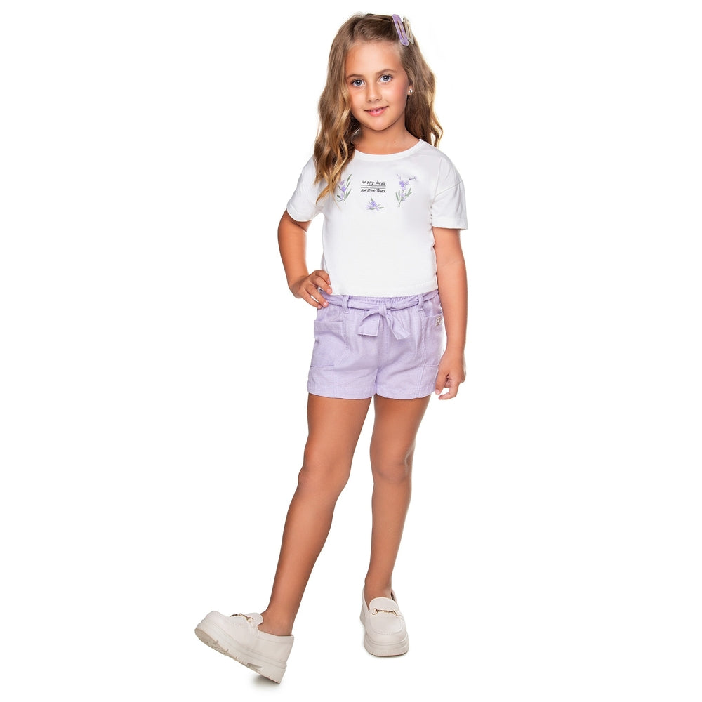 Conjunto Infantil Feminino Have Fun Happy Days Meia Malha e Linhão Eco