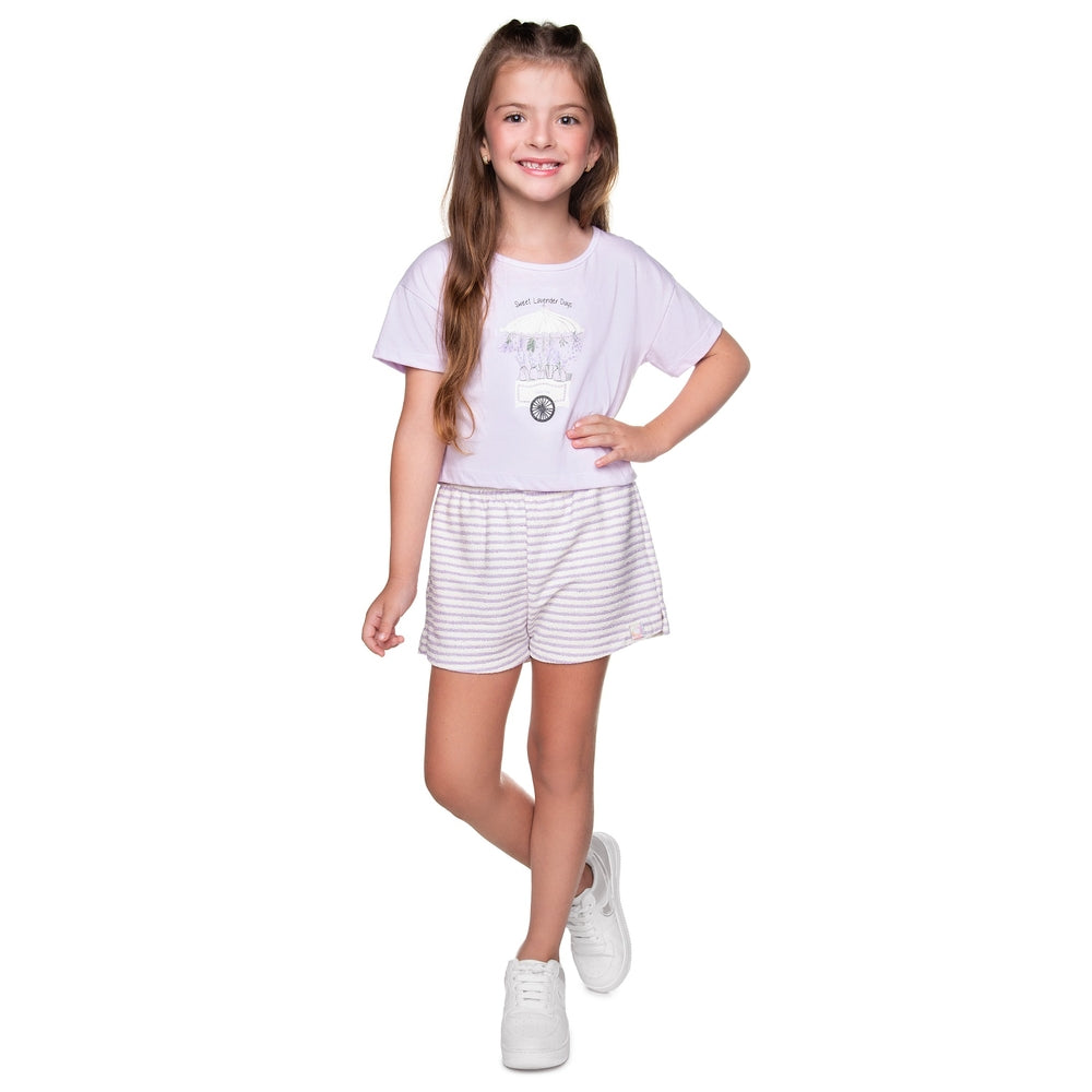 Conjunto Infantil Feminino Have Fun Sweet Lavender Blusa e Short
