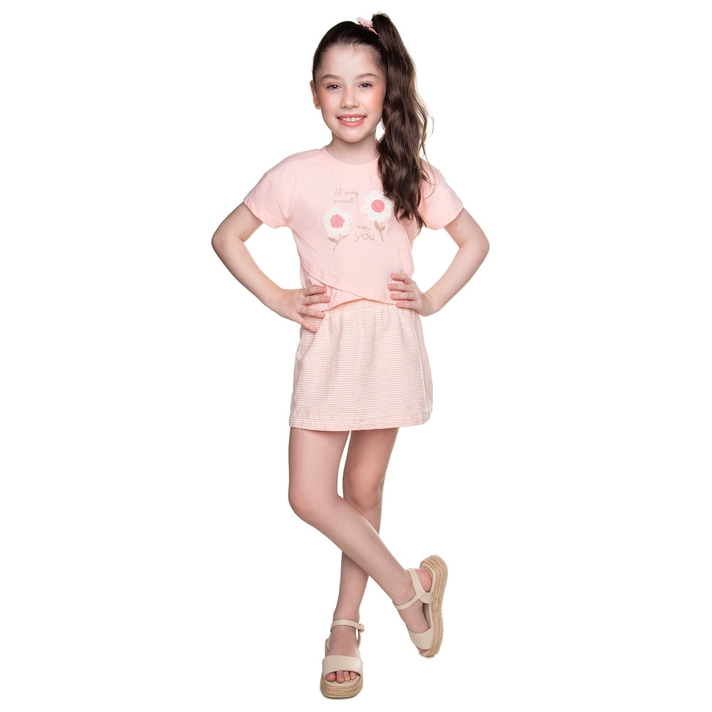 Conjunto Infantil Feminino Have Fun Inspire You Blusa e Saia Short
