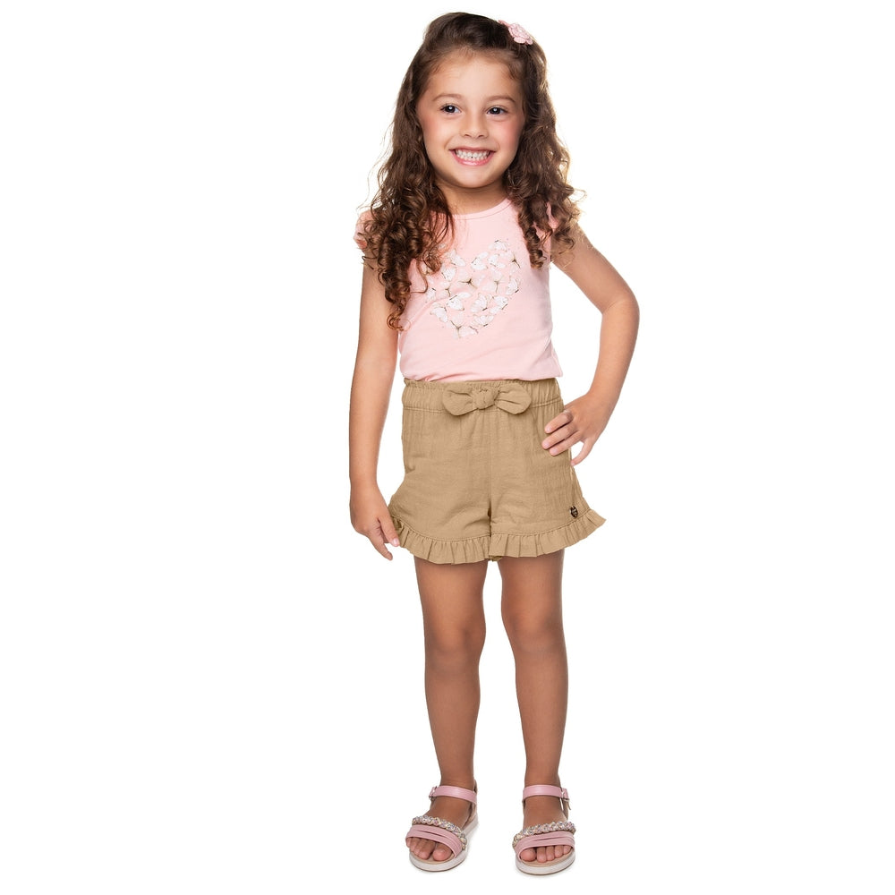 Conjunto Infantil Feminino Have Fun Butterfly Cotton e Short Crepado