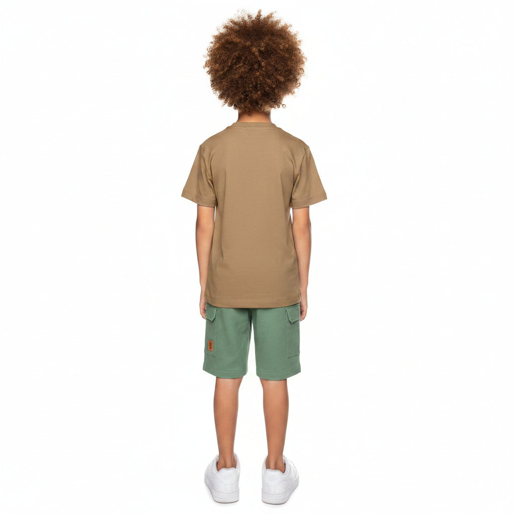 Conjunto Infantil Masculino Have Fun Lifestyle Camiseta e Bermuda Moletom Cargo