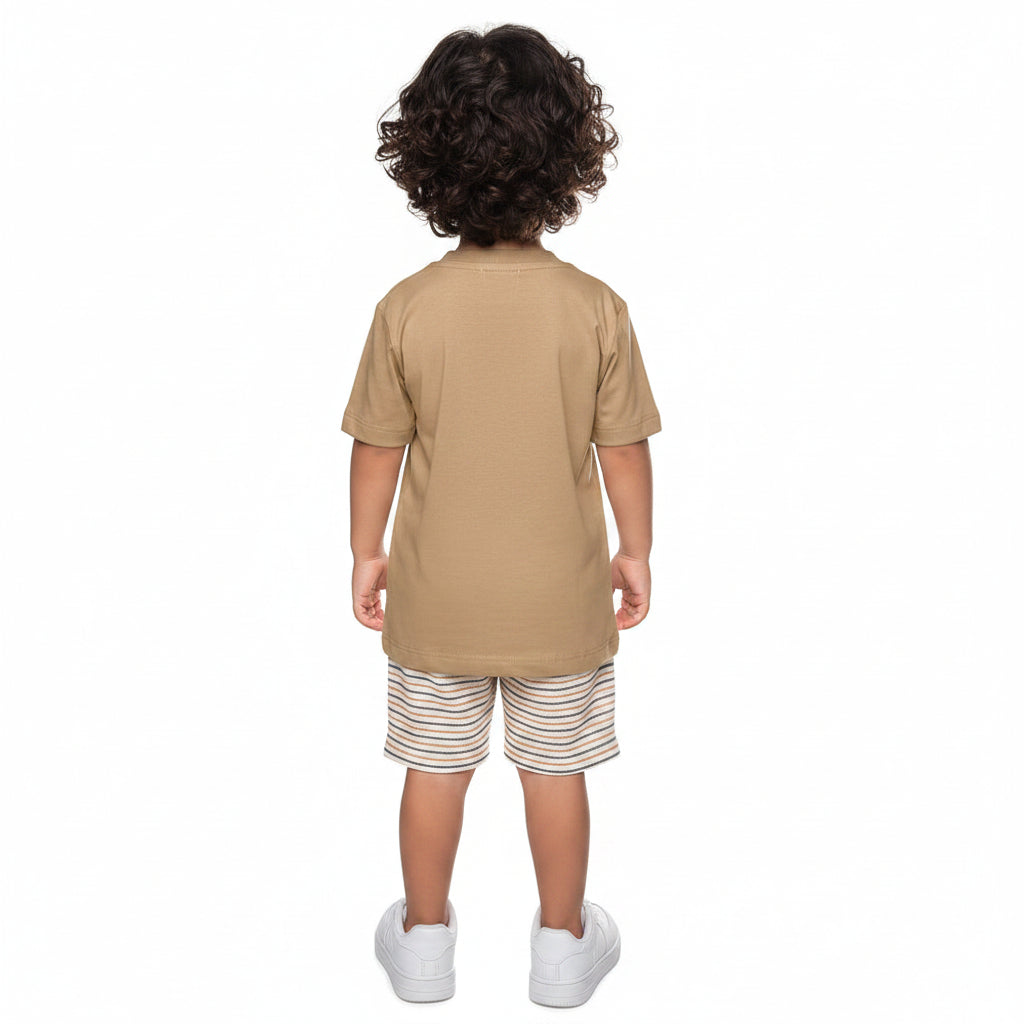Conjunto Infantil Masculino Have Fun Save Earth Camiseta e Bermuda Moletom Eco