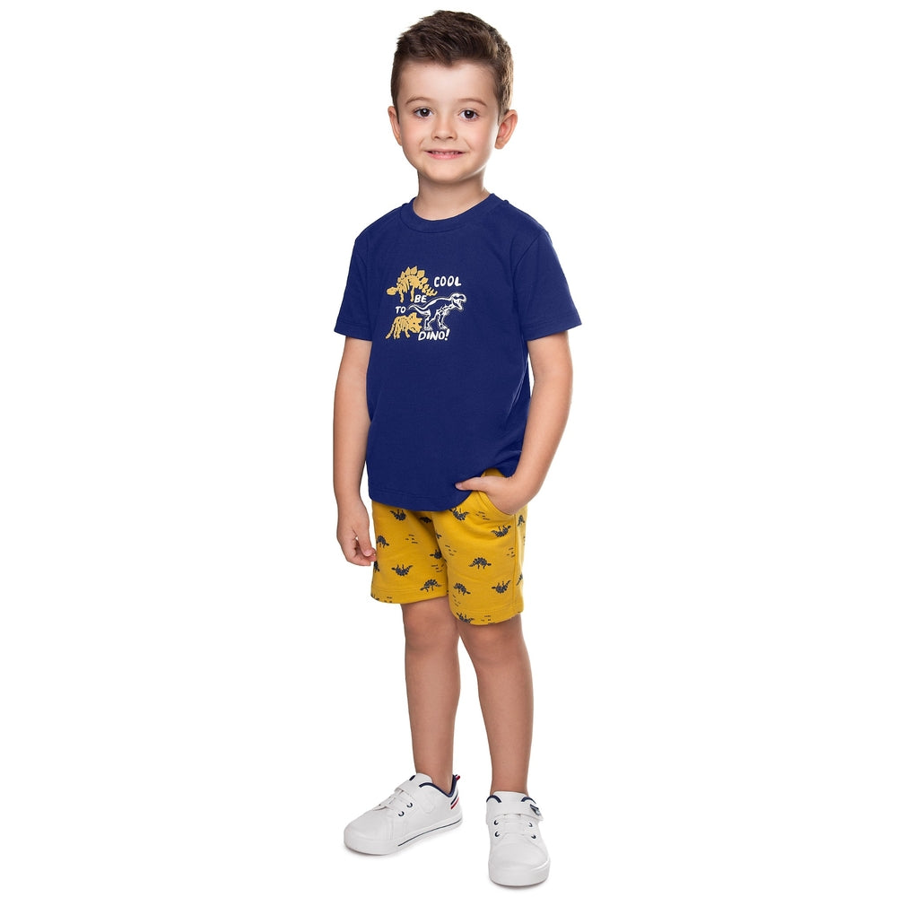Conjunto Infantil Masculino Have Fun Cool Dino Camiseta e Bermuda Moletom Estampada