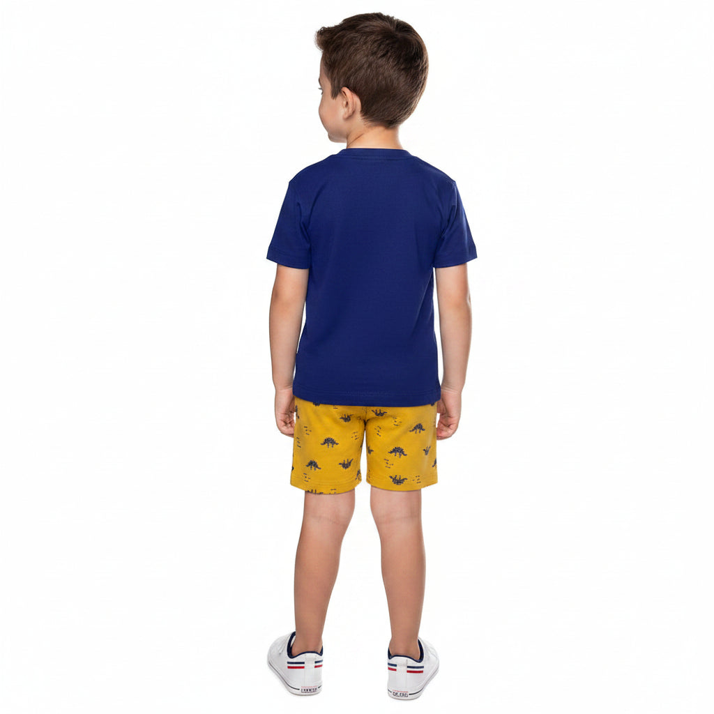 Conjunto Infantil Masculino Have Fun Cool Dino Camiseta e Bermuda Moletom Estampada