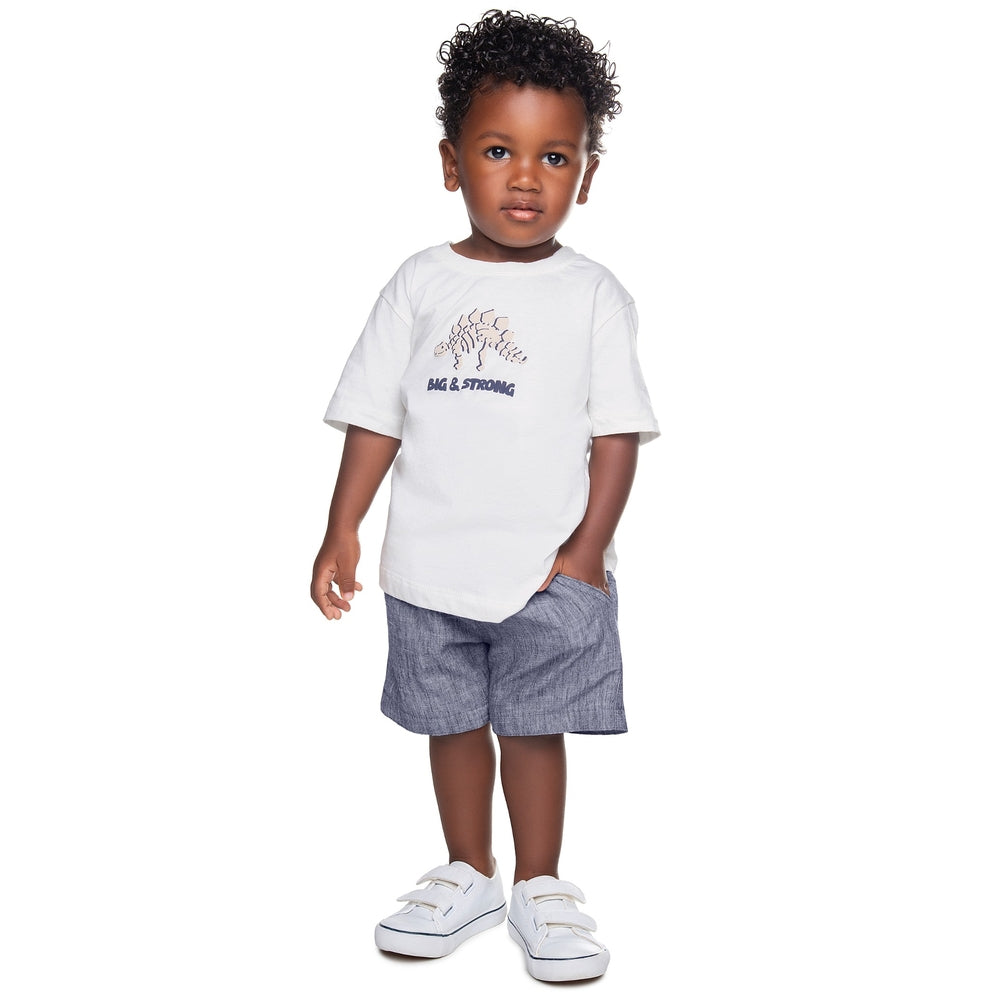 Conjunto Infantil Masculino Have Fun Big & Strong Camiseta e Bermuda Moletom